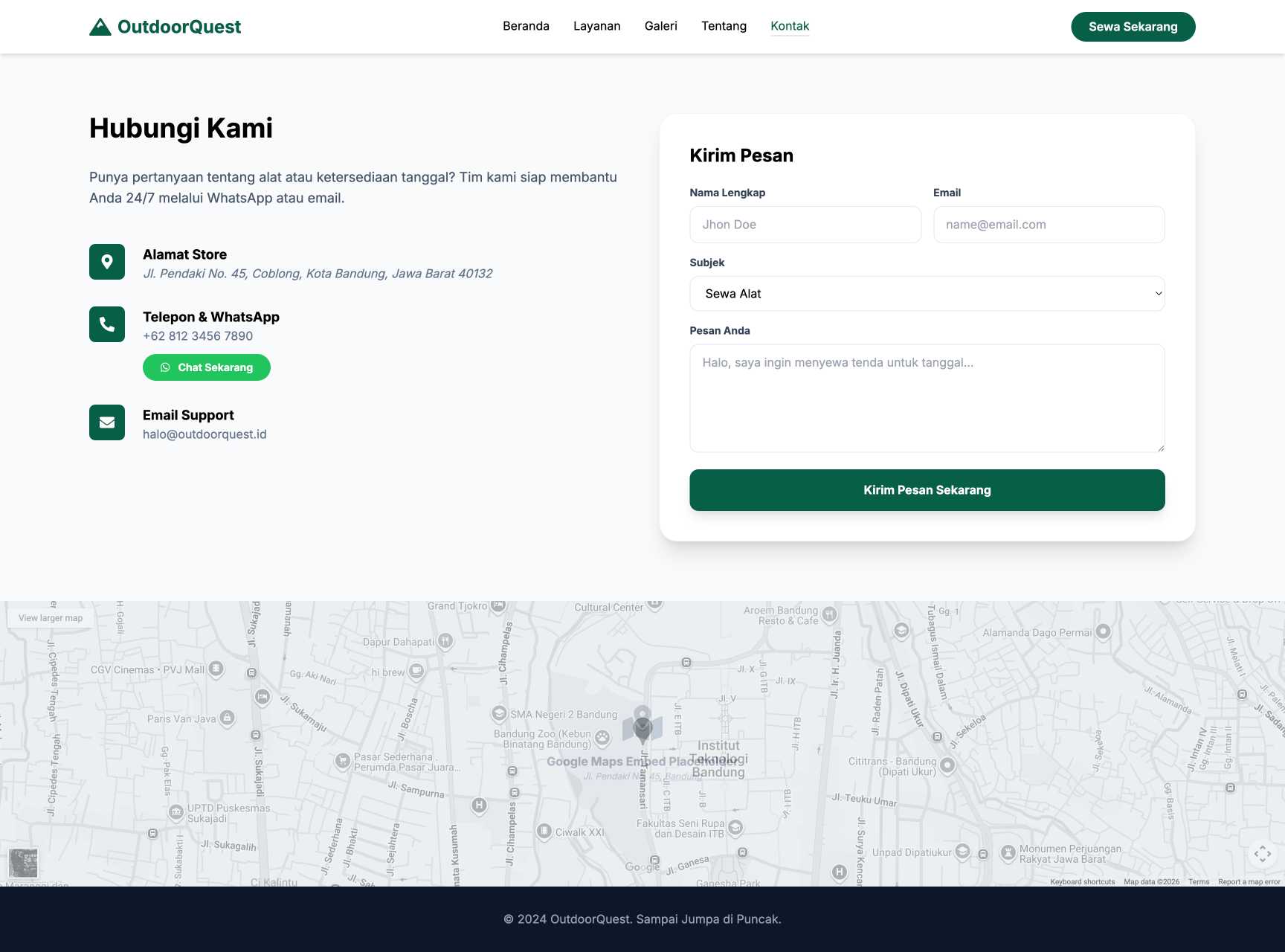 Toko Peralatan Camping & Outdoor | Contact