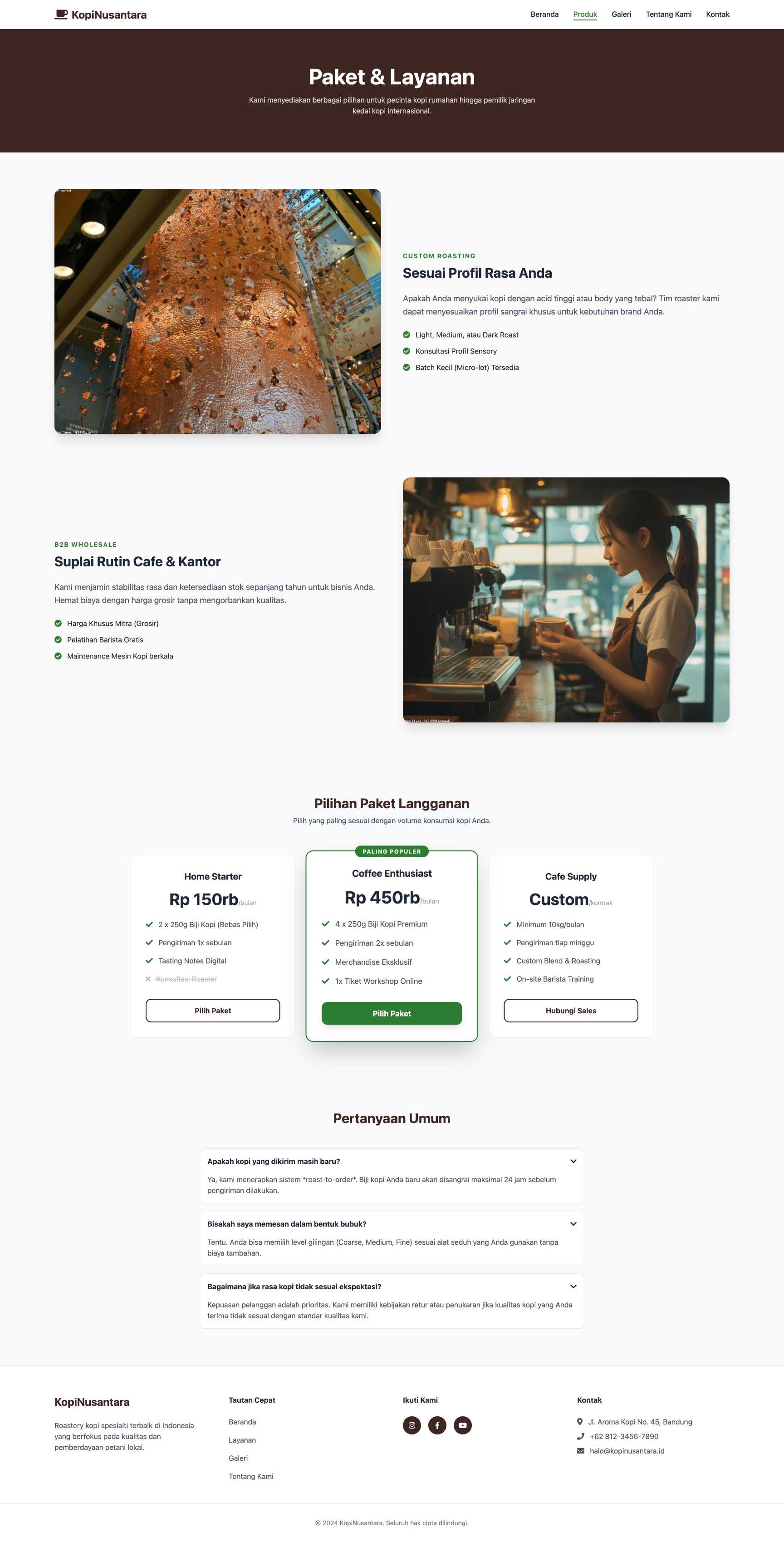 Specialty Coffee Roastery Online | Service