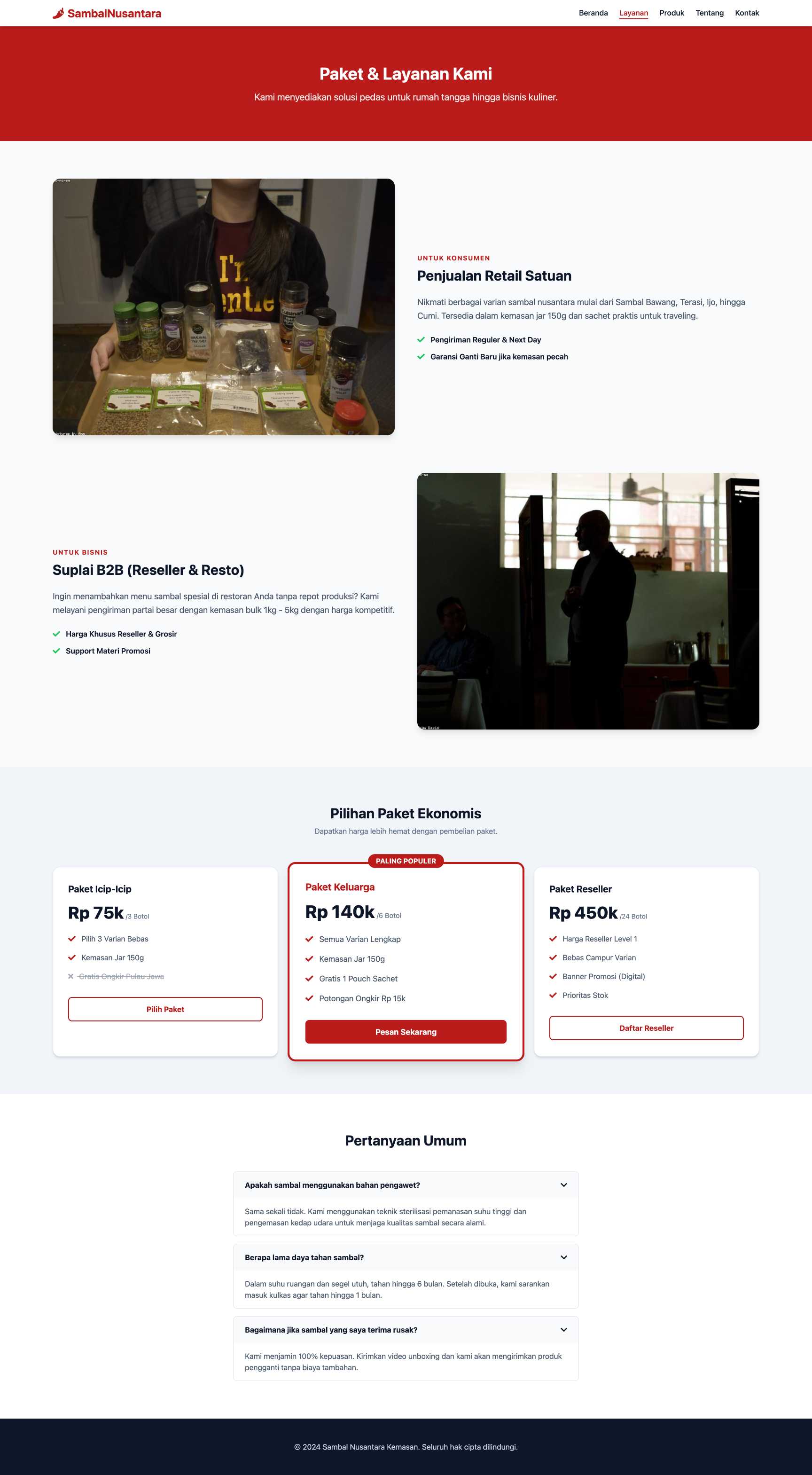 Toko Sambal Nusantara Kemasan | Service