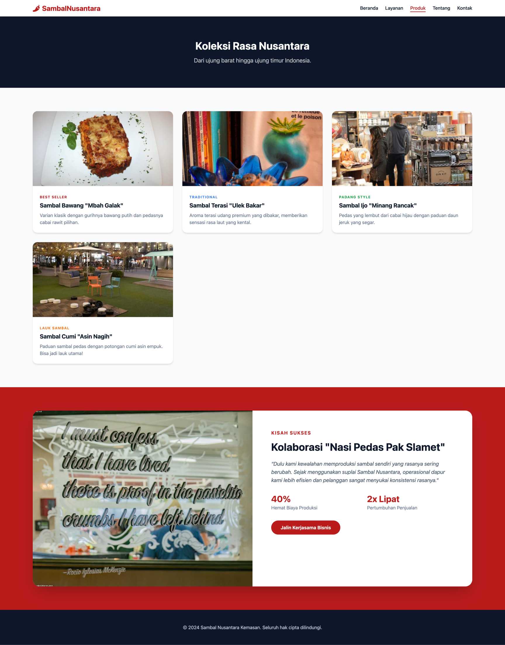 Toko Sambal Nusantara Kemasan | Portfolio