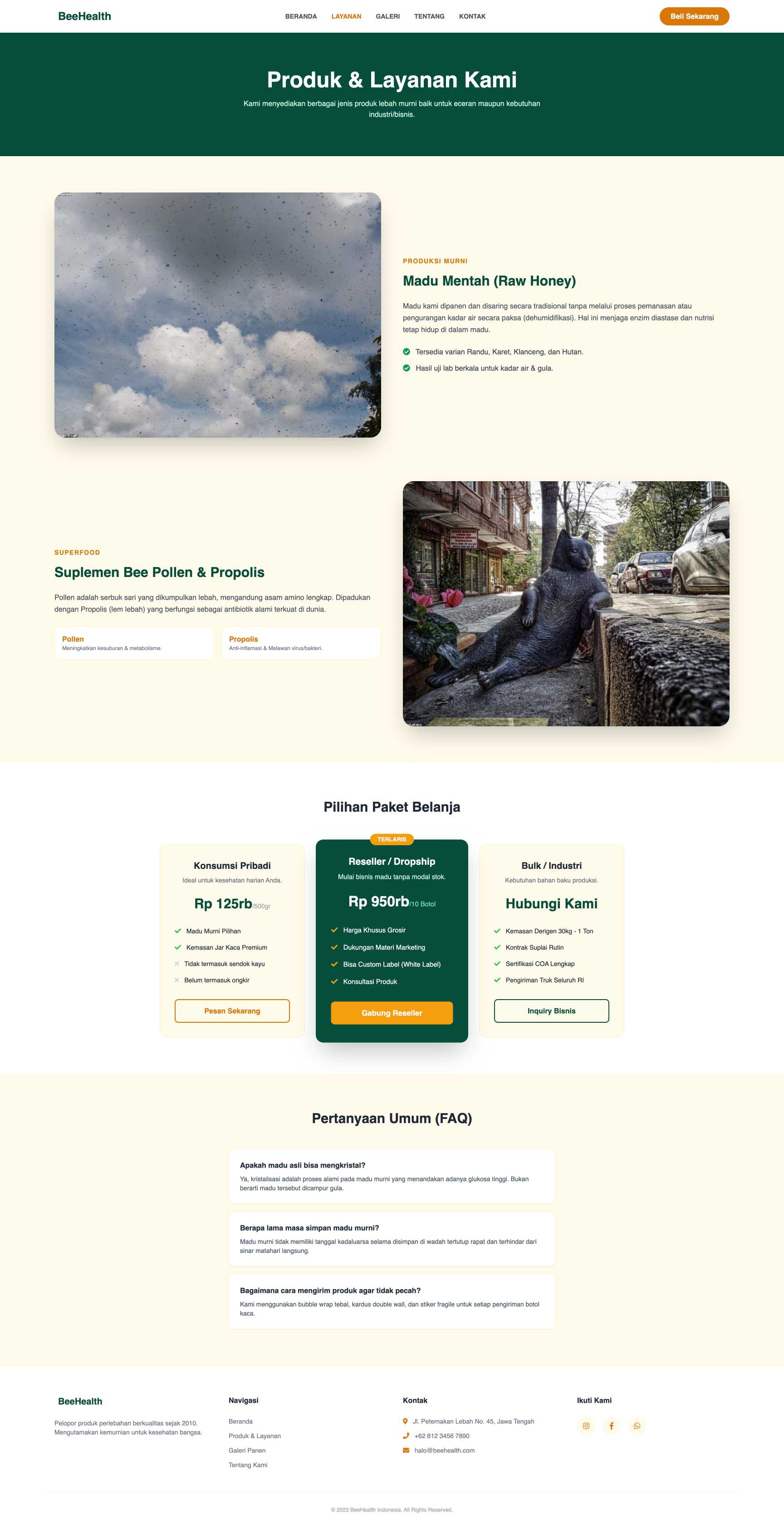Produsen Madu Murni & Bee Pollen | Service