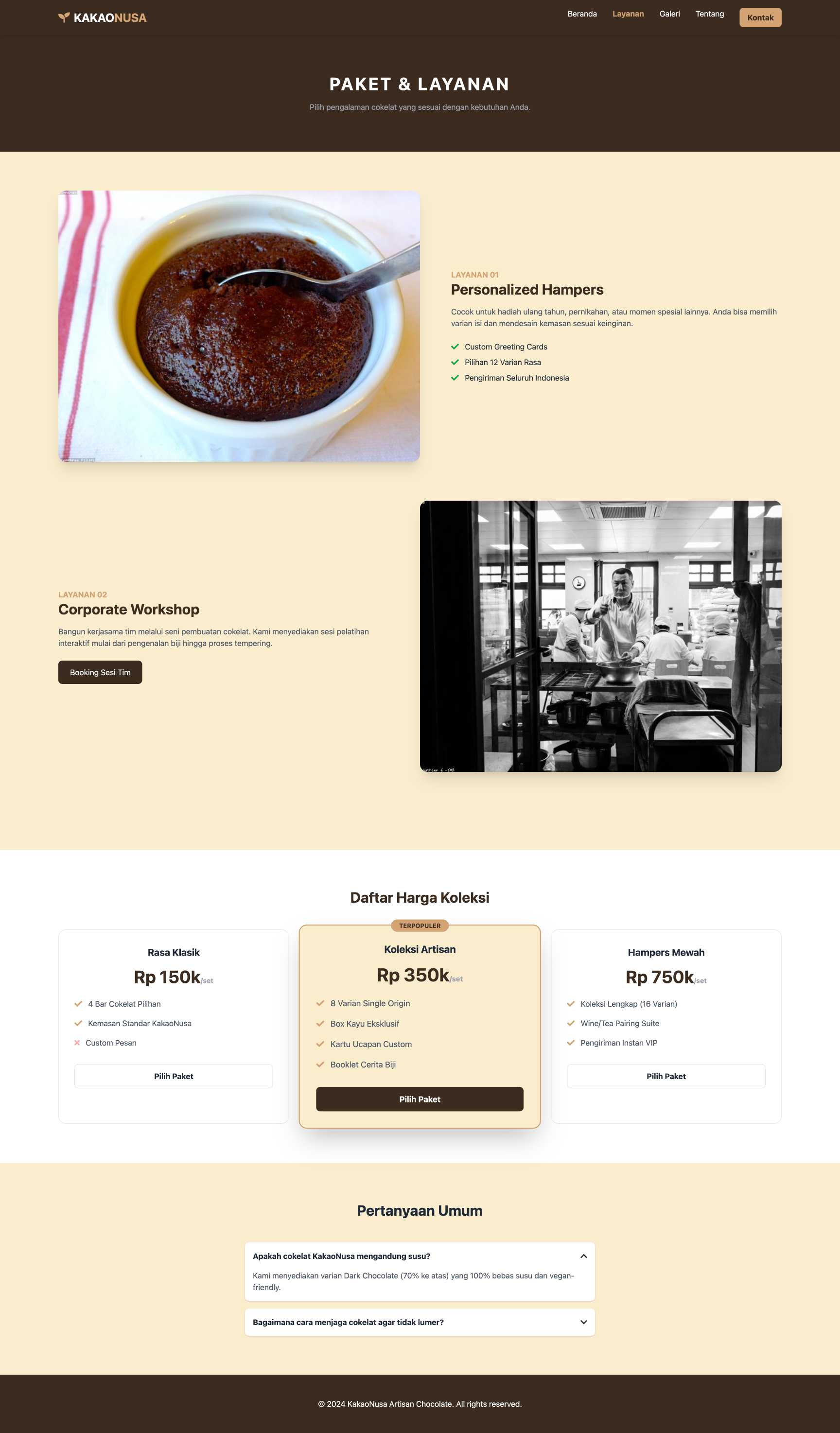 Toko Cokelat Artisan Lokal | Service