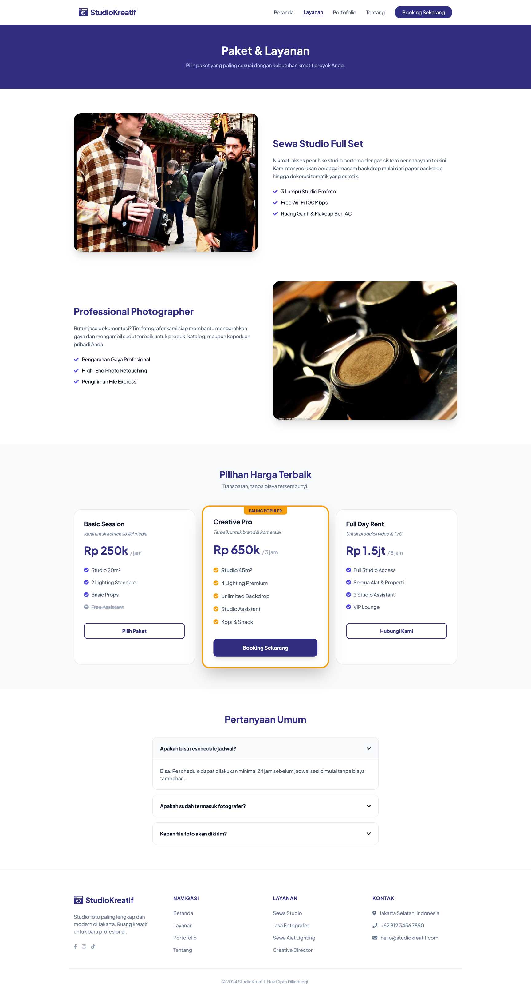 Booking Studio Foto & Kreatif | Service