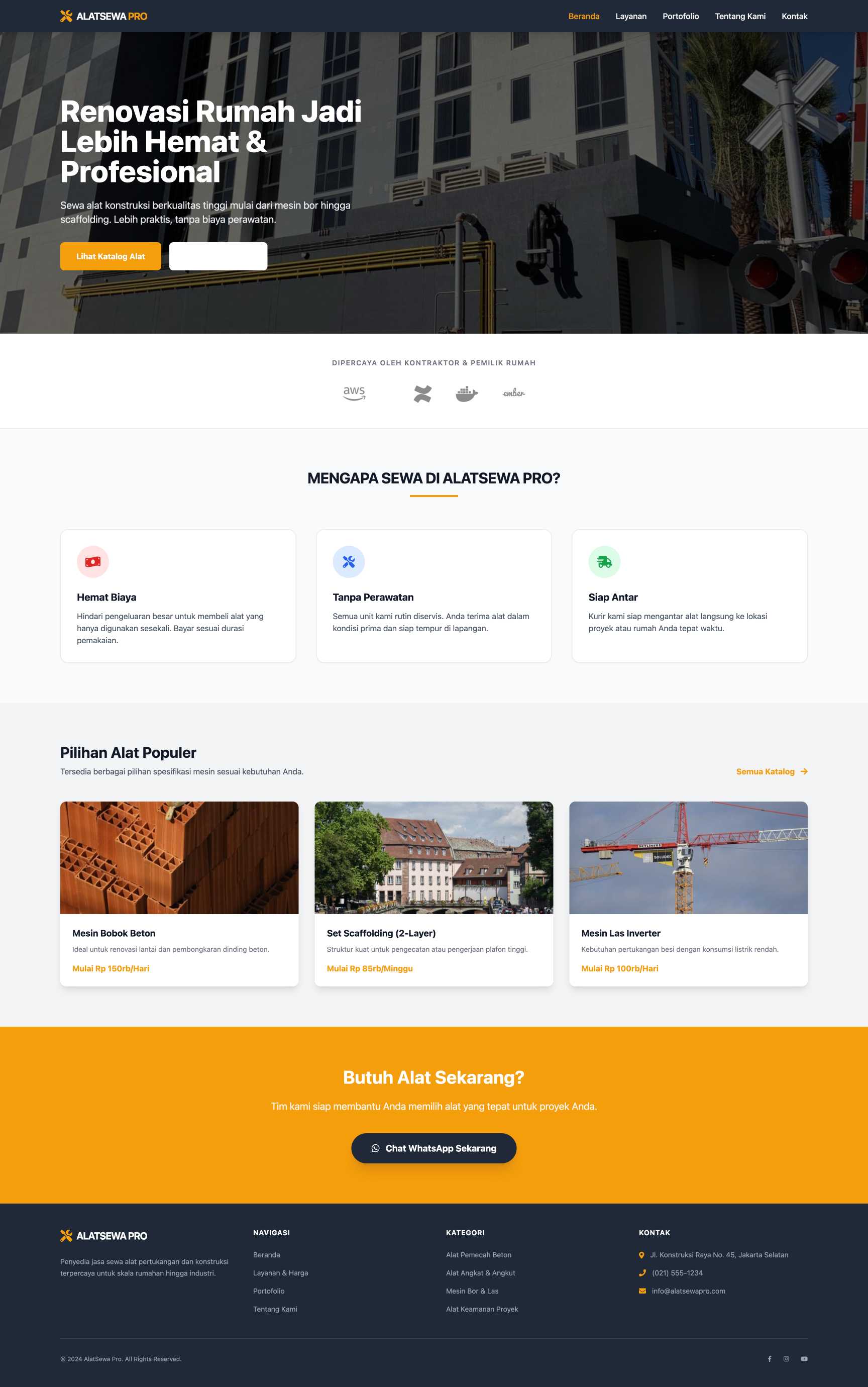 Sewa Alat Konstruksi & Pertukangan | Home