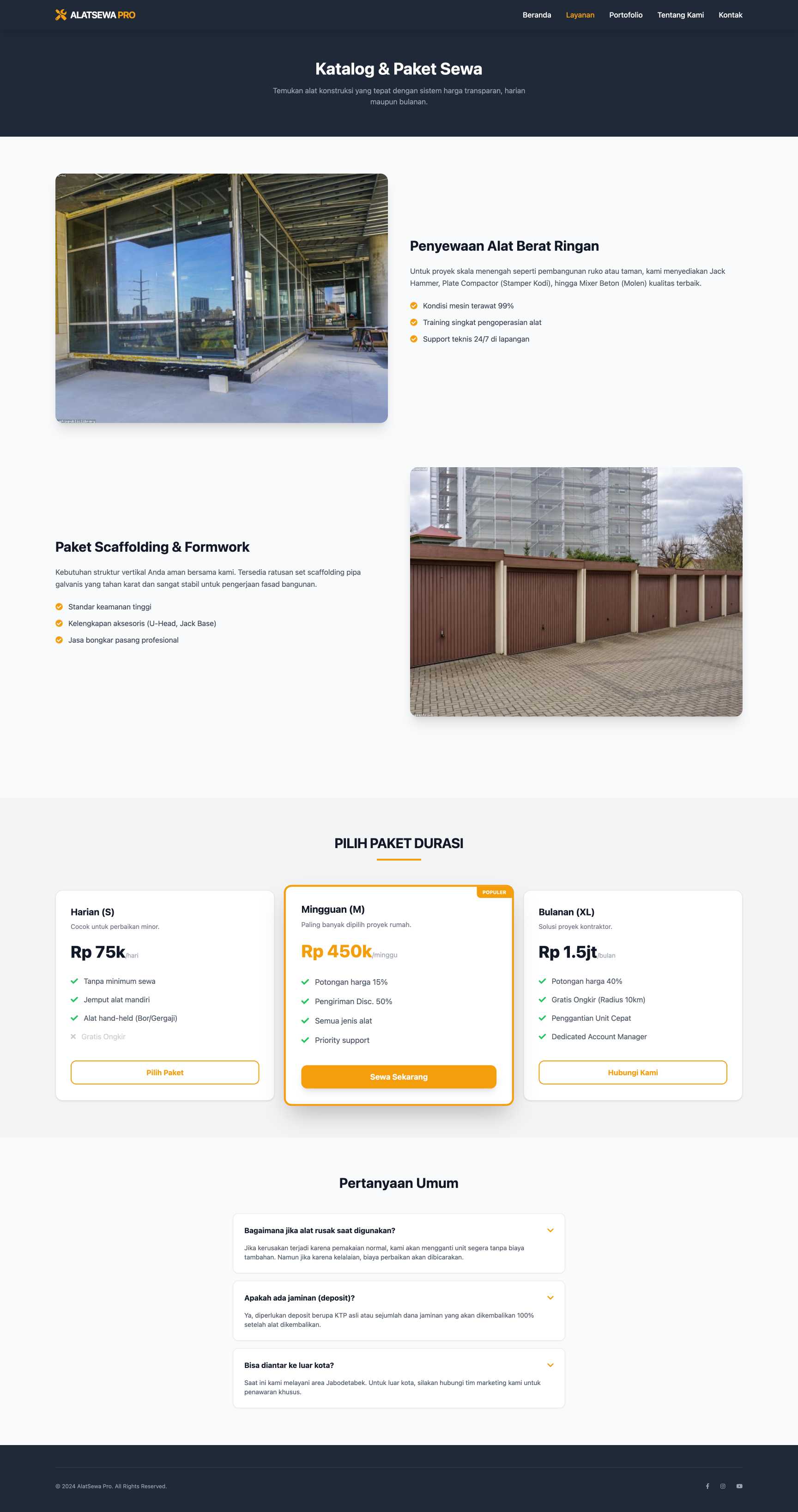 Sewa Alat Konstruksi & Pertukangan | Service