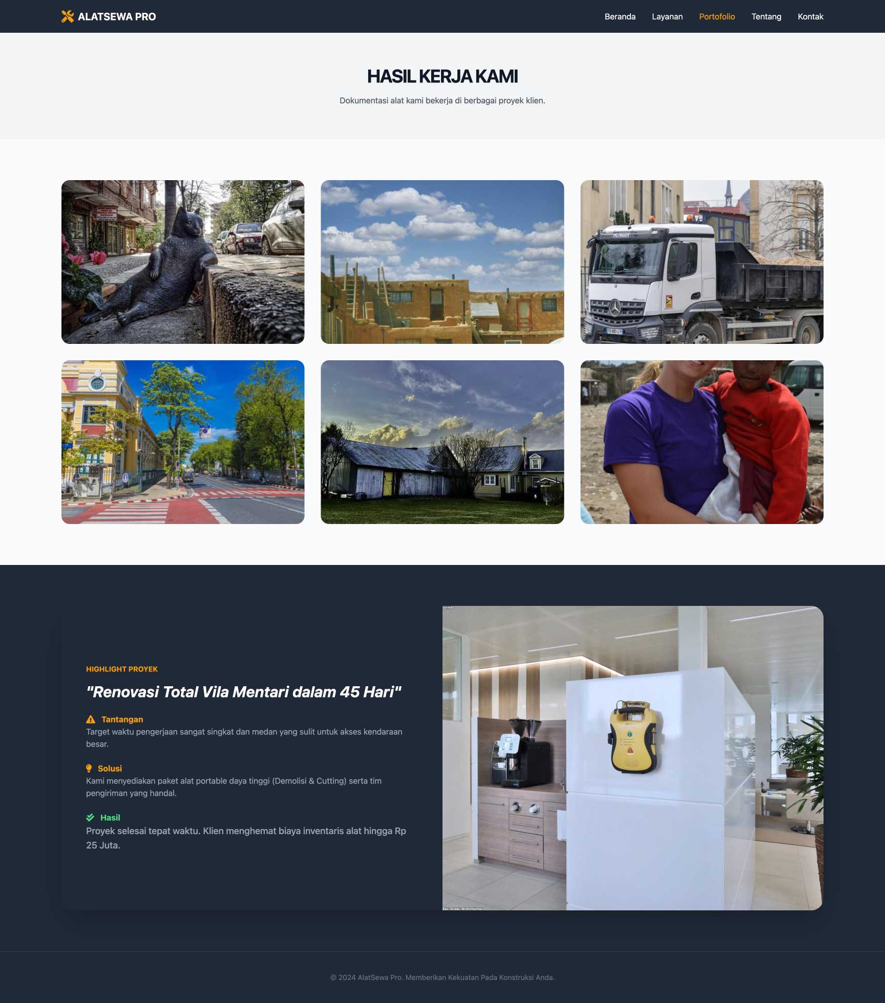 Sewa Alat Konstruksi & Pertukangan | Portfolio