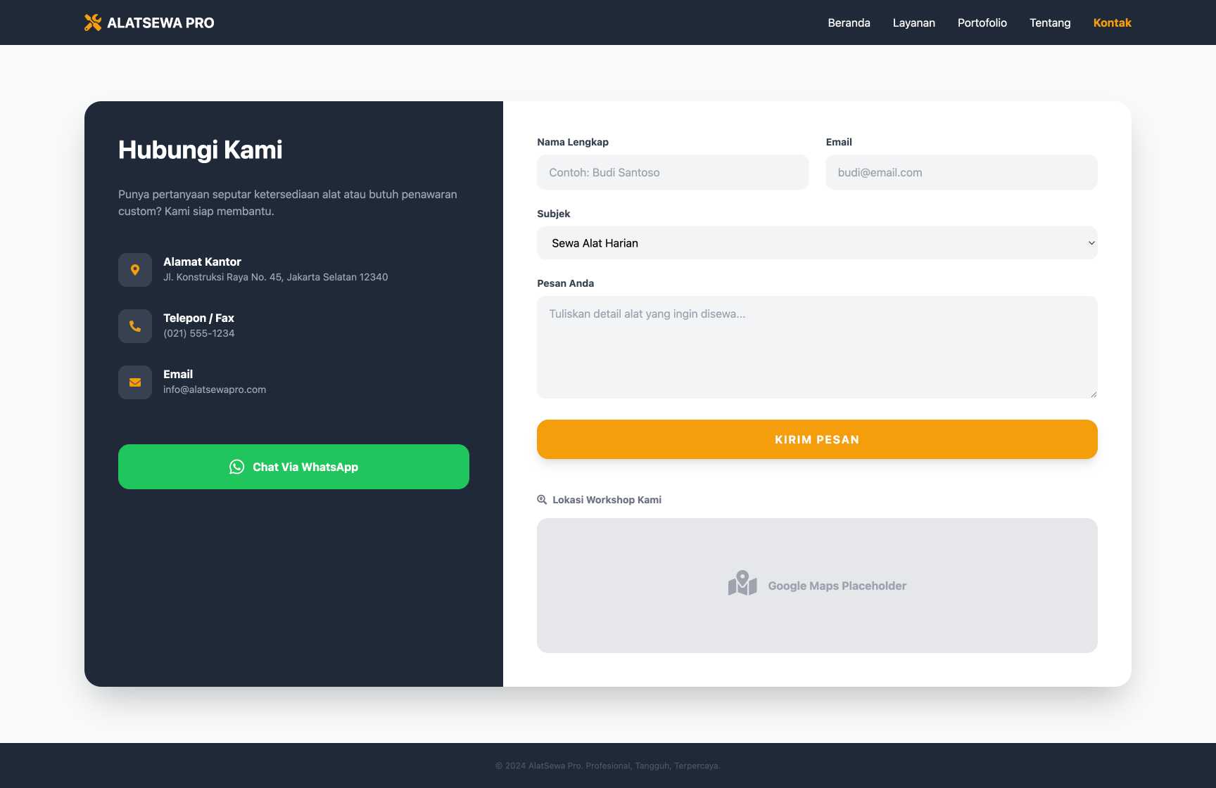 Sewa Alat Konstruksi & Pertukangan | Contact