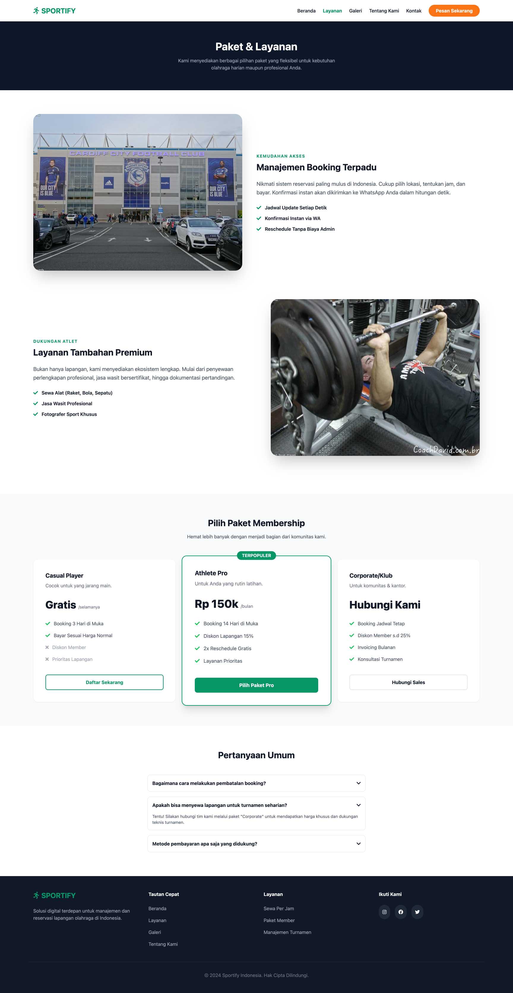 Platform Booking Lapangan Olahraga | Service