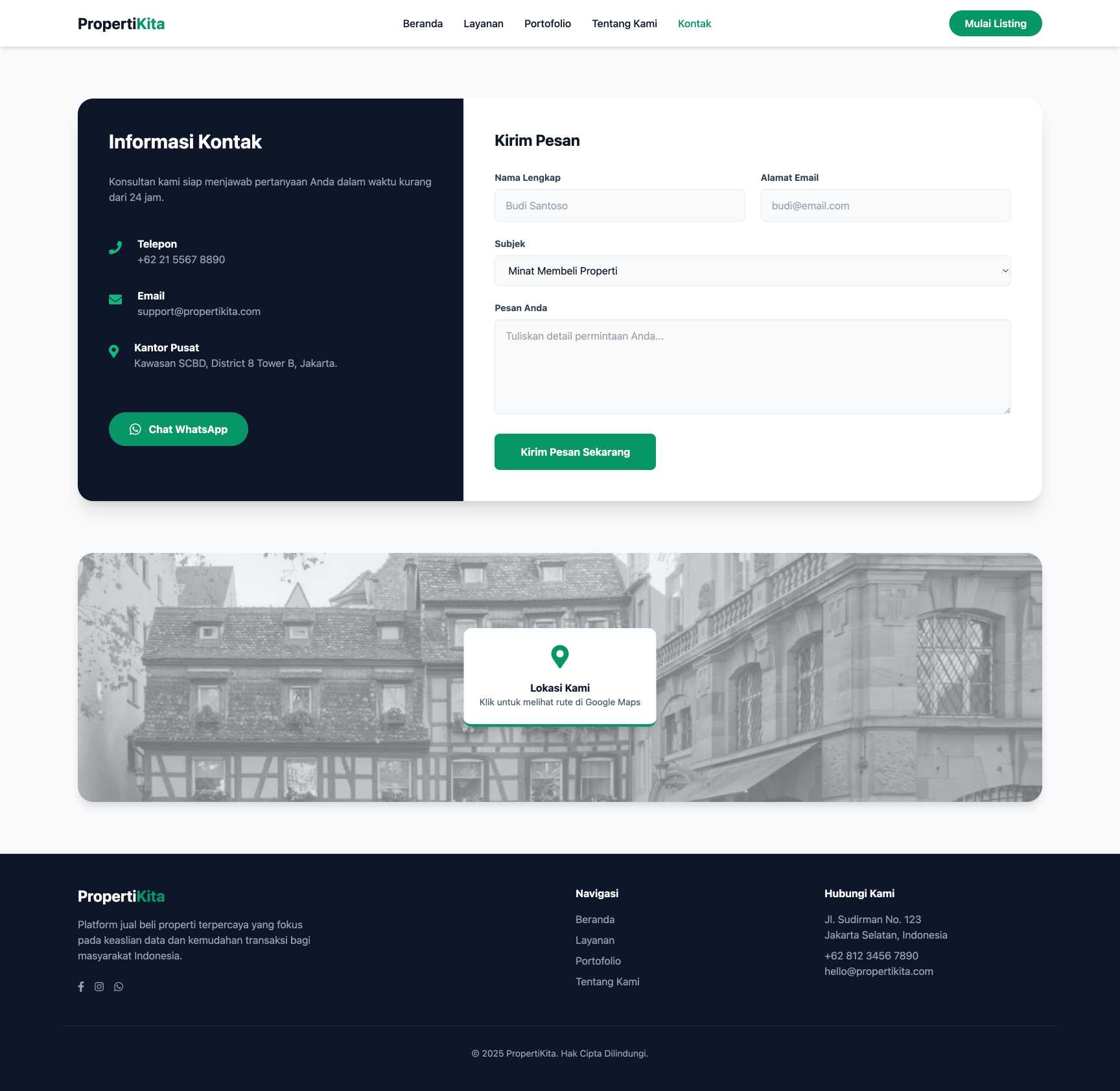 Platform Jual Beli Properti (Property Listing) | Contact