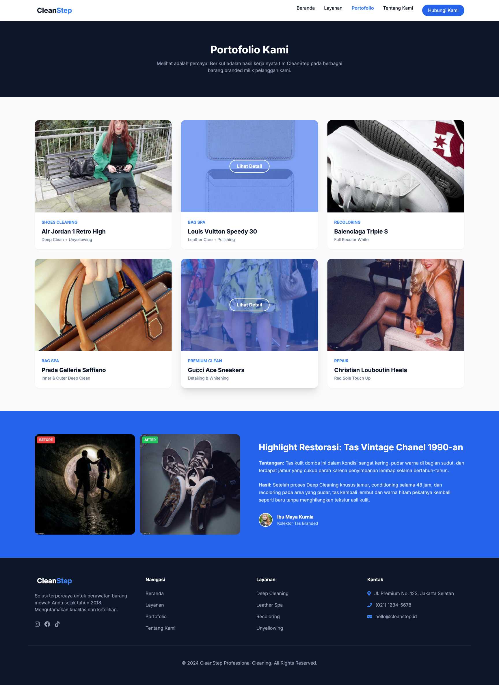 Jasa Pembersihan Sepatu & Tas (Deep Cleaning) | Portfolio
