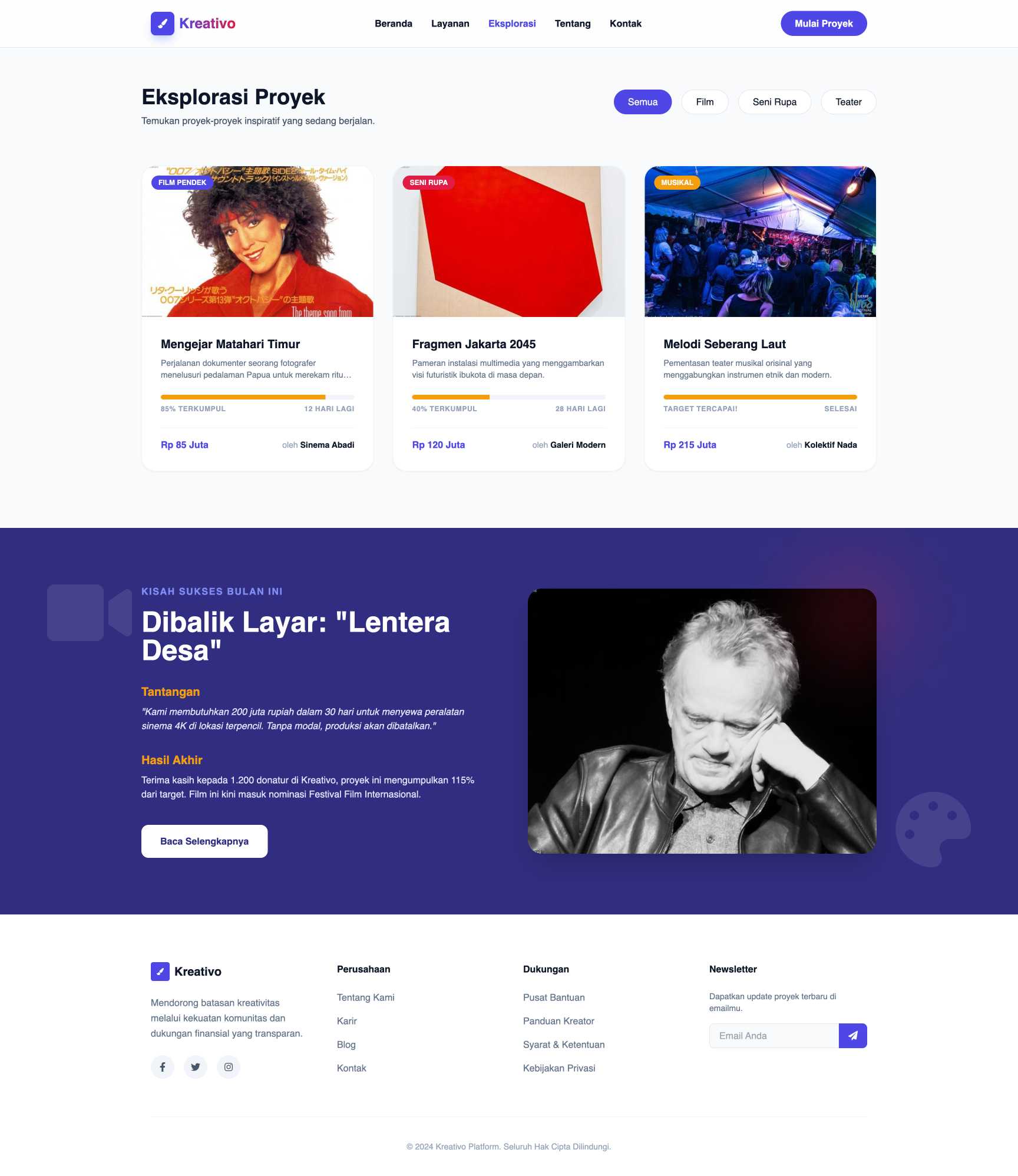 Platform Crowdfunding Proyek Kreatif | Portfolio