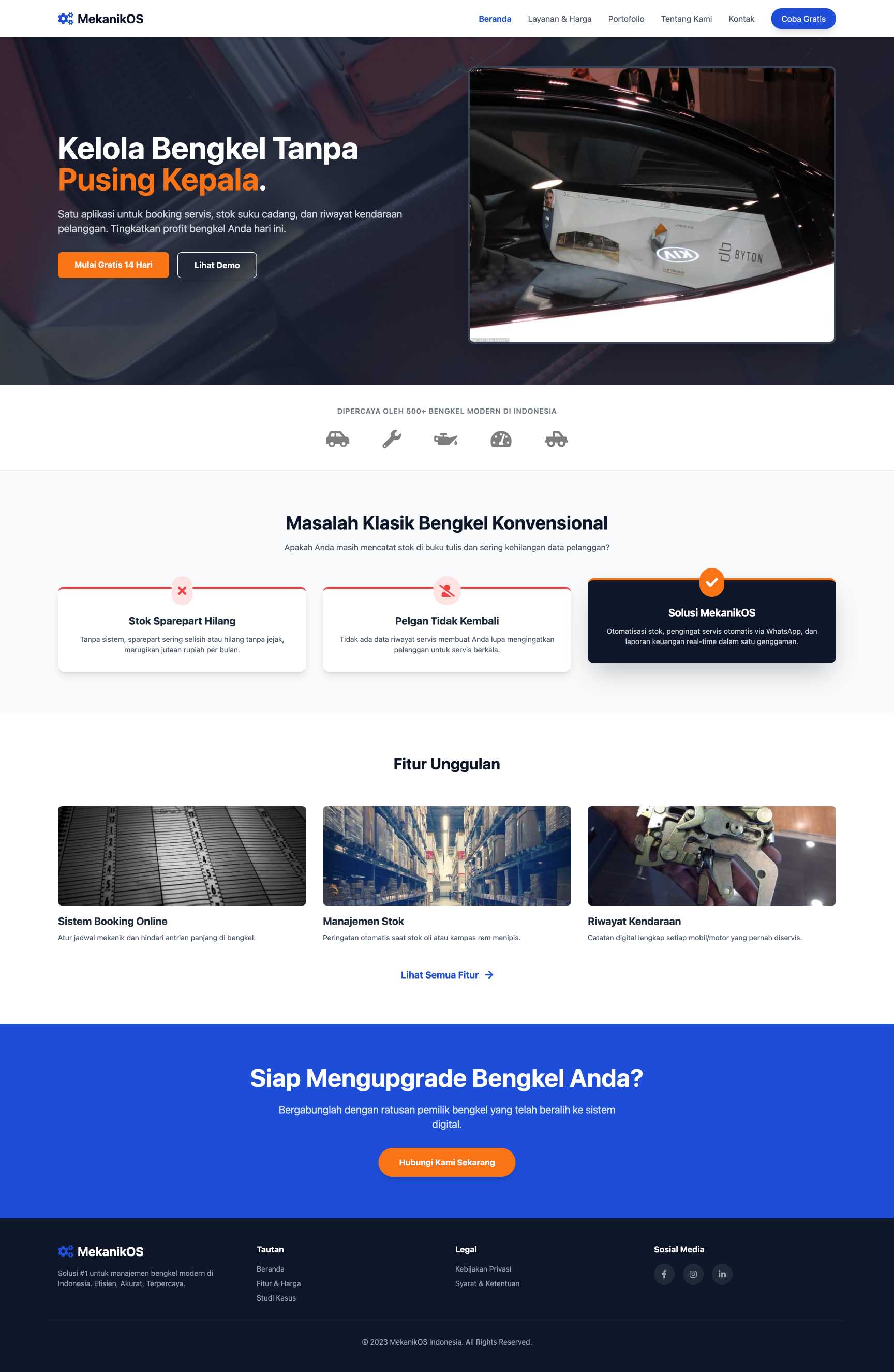 SaaS Manajemen Bengkel | Home