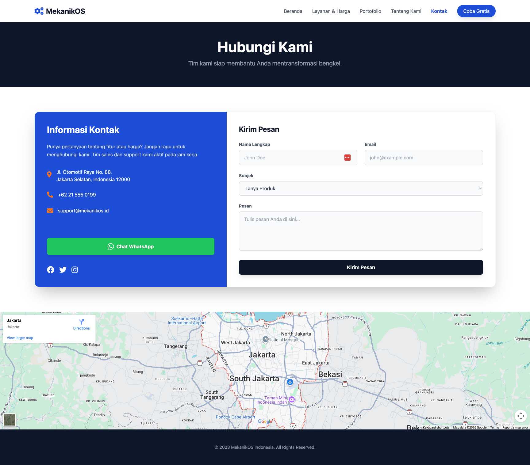 SaaS Manajemen Bengkel | Contact