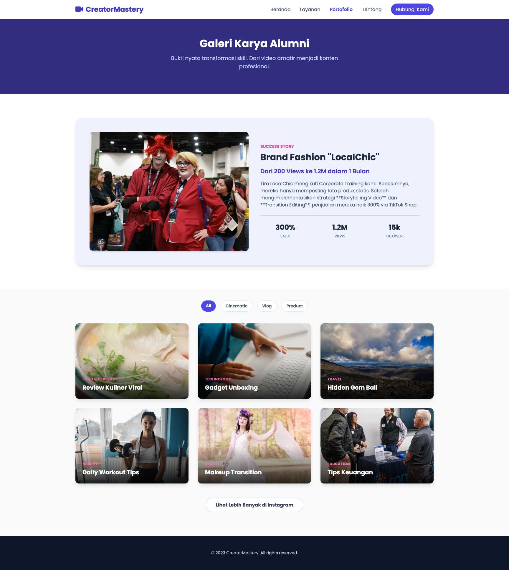 Kelas Content Creator & Editing | Portfolio
