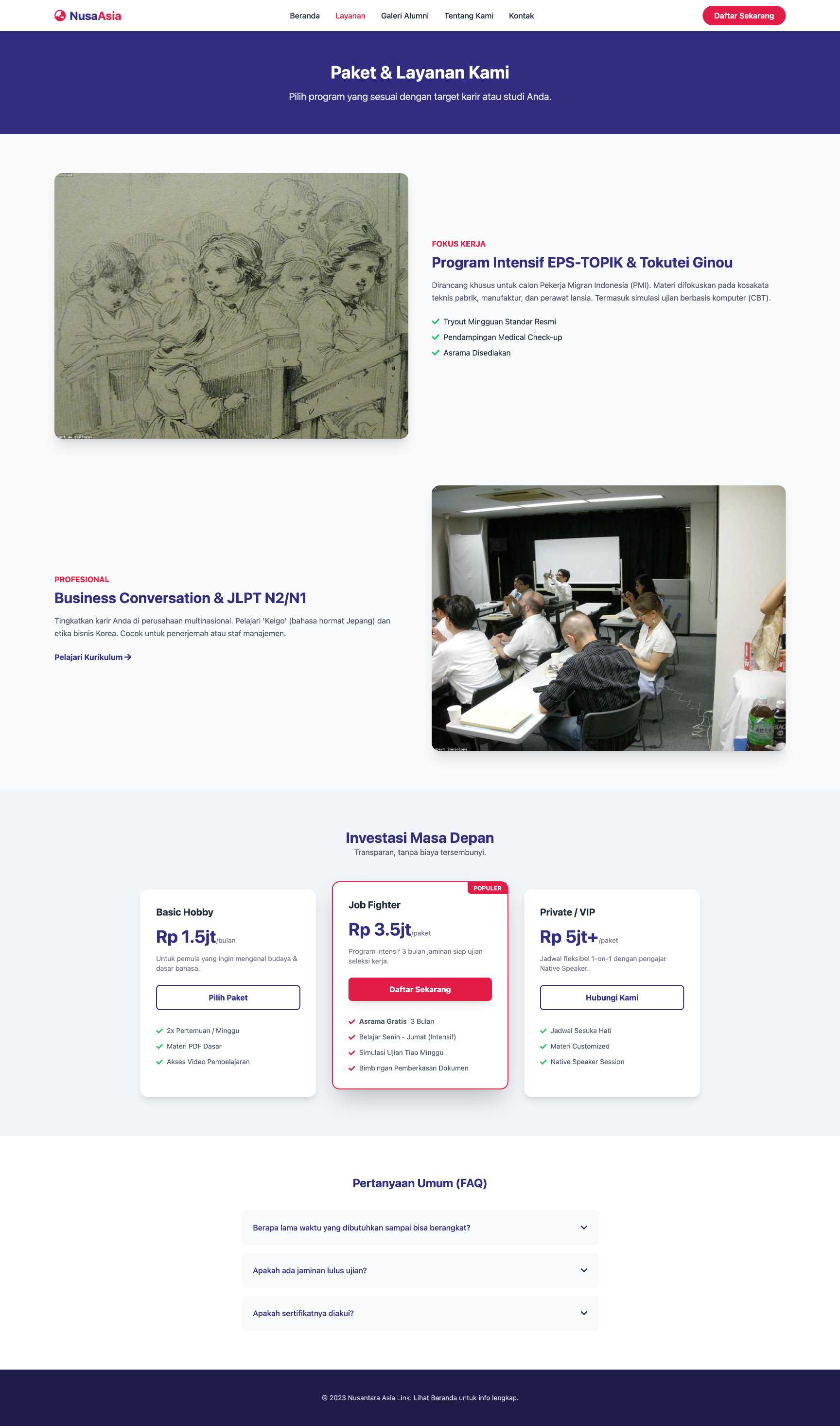 Kursus Bahasa Asing Spesifik (Korea/Jepang) | Service