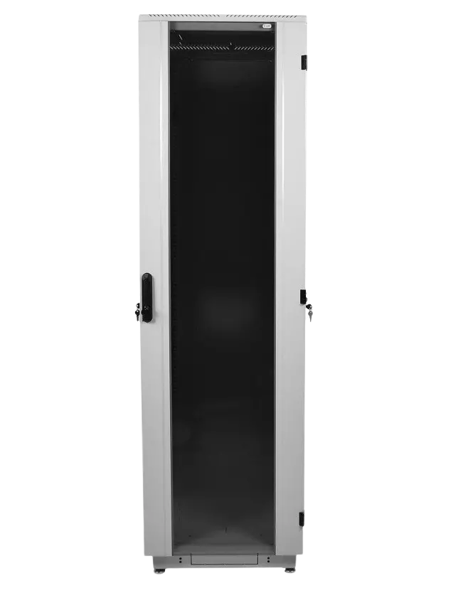 шкаф телекоммуникационный напольный 42u (800 × 800) дверь стекло, цвет чёрный