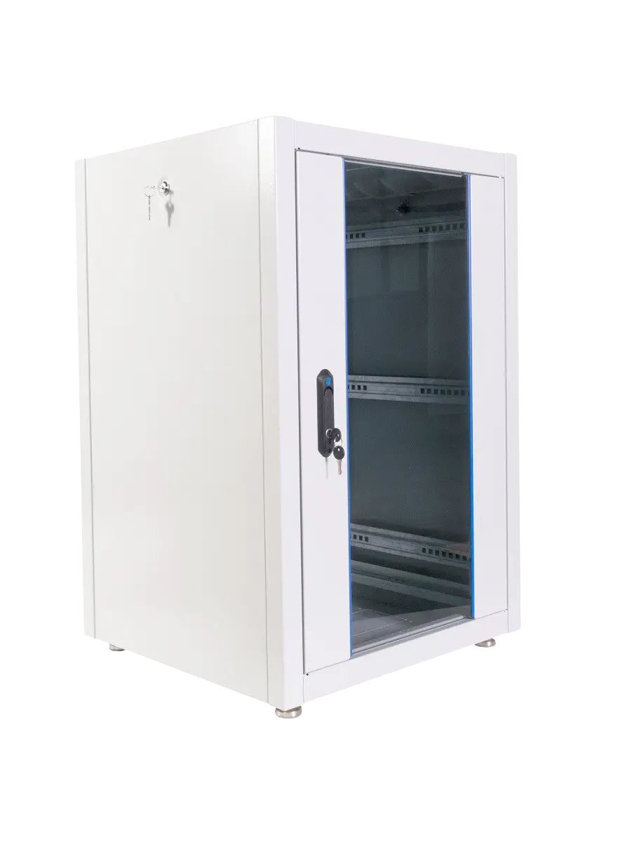 Шкаф телекоммуникационный напольный ЭКОНОМ 18U (600 × 800) дверь стекло, дверь металл ШТК-Э-18.6.8-13АА
