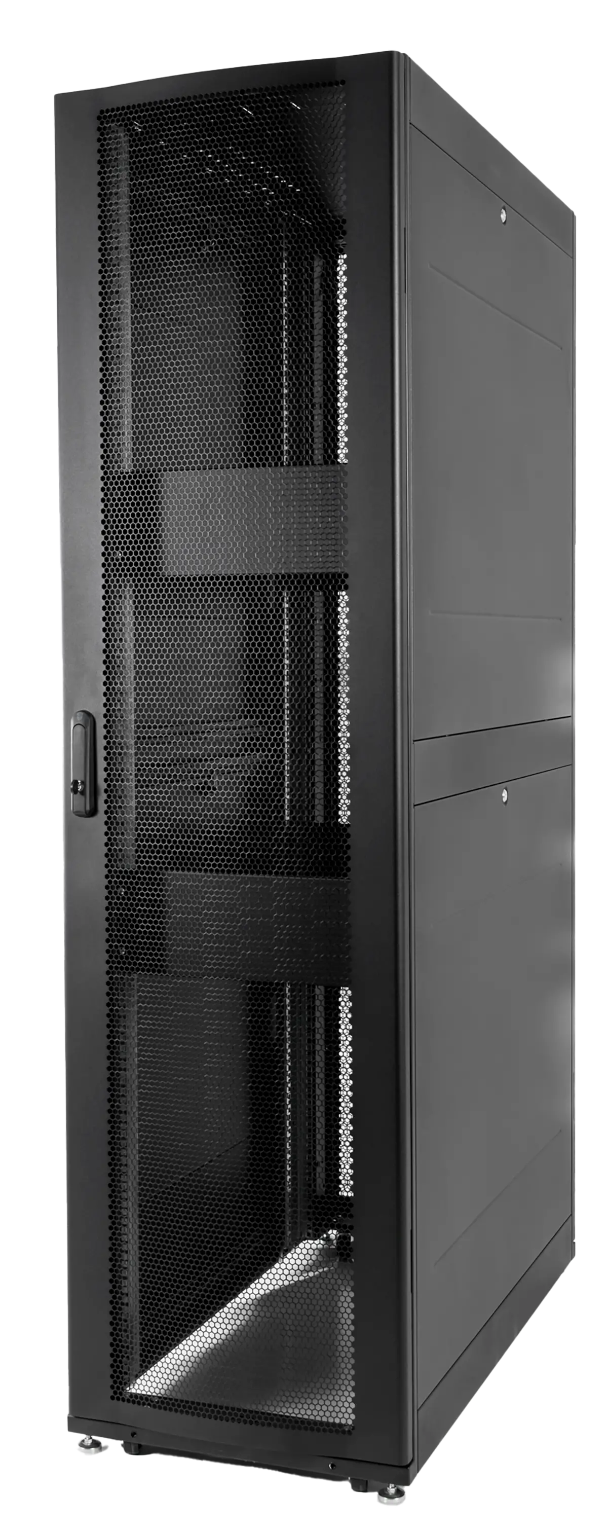 шкаф серверный проф напольный 42u (600x1000) дверь перфор. 2 шт., черный, в сборе