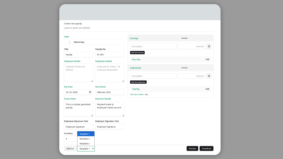 PYC Payslip Generator