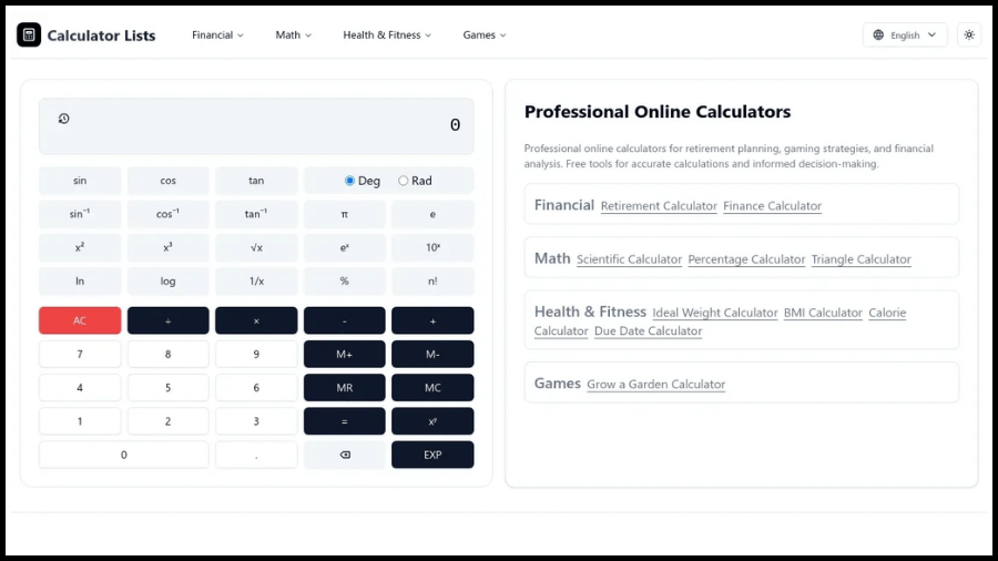 Calculator Lists