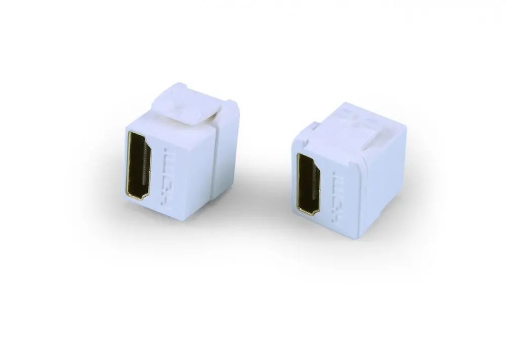Hyperline KJ1-HDMI-AS18-WH Вставка формата Keystone Jack с проходным адаптером HDMI 2.0 (Type A), short body (18.2 мм), ROHS, белая