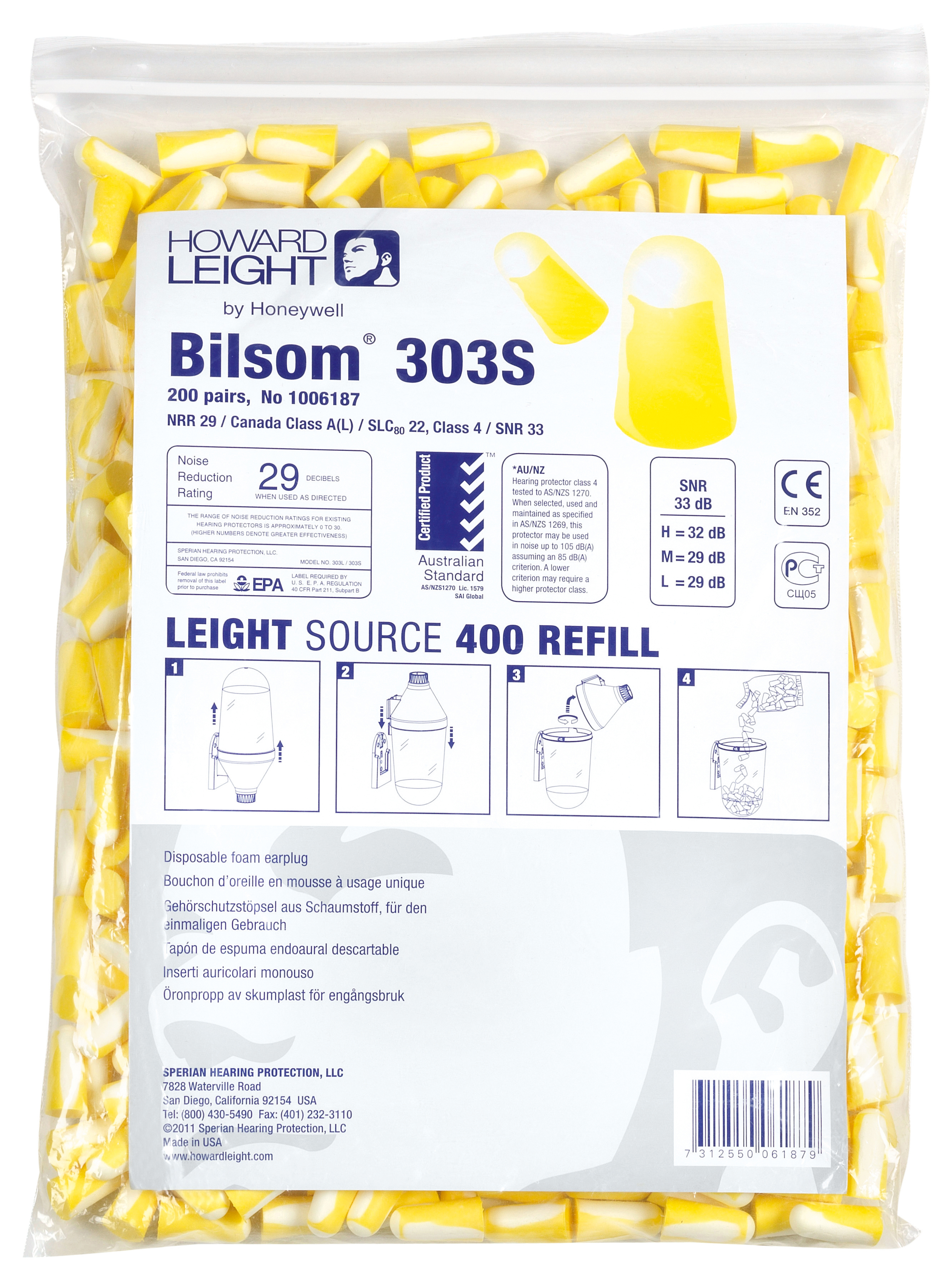 Howard Leight Bilsom 303S oordoppen navulling à 200 paar