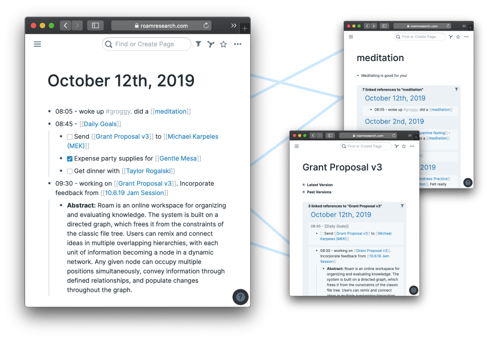 Roam note taking tool for networked thought