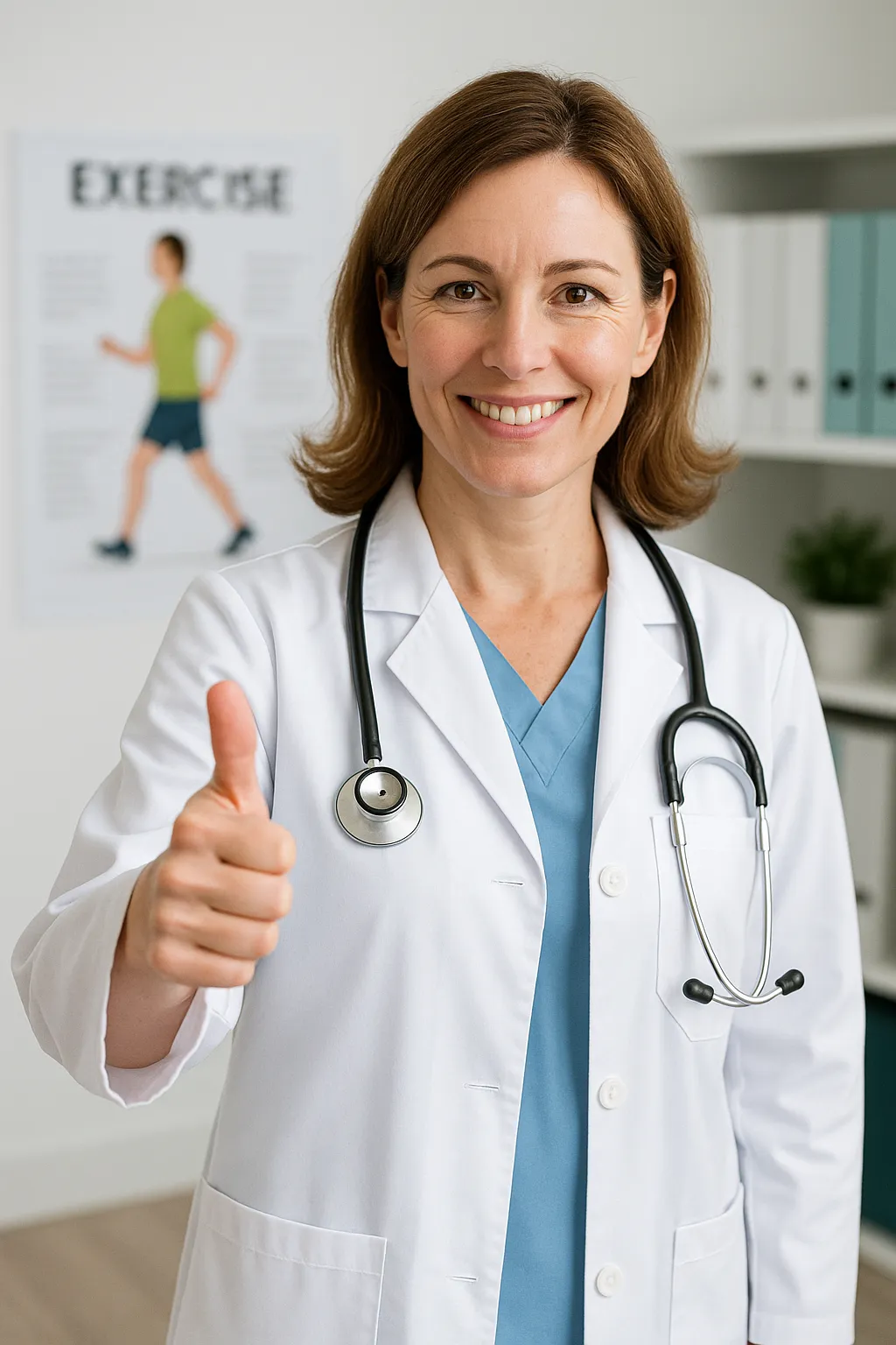 Medical professional approving safe exercise practice