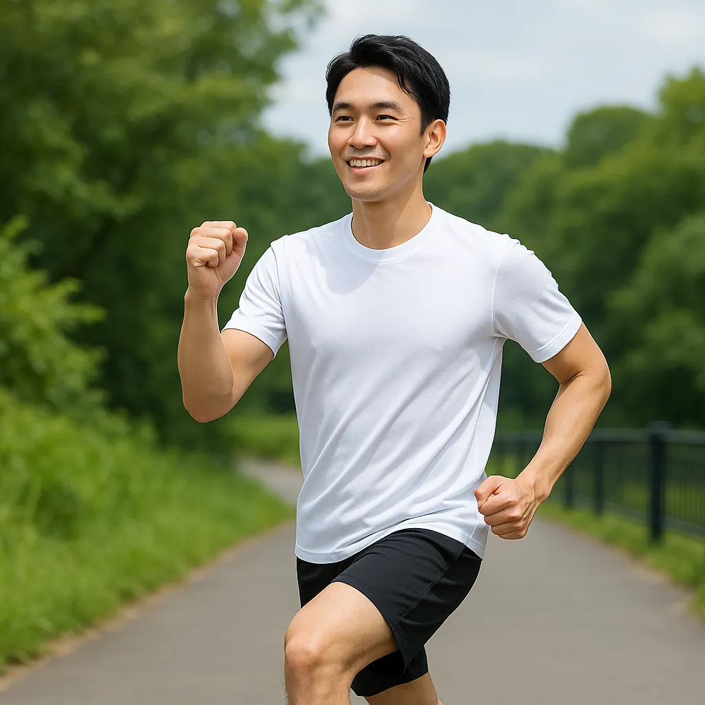 Person demonstrating interval walking training outdoors