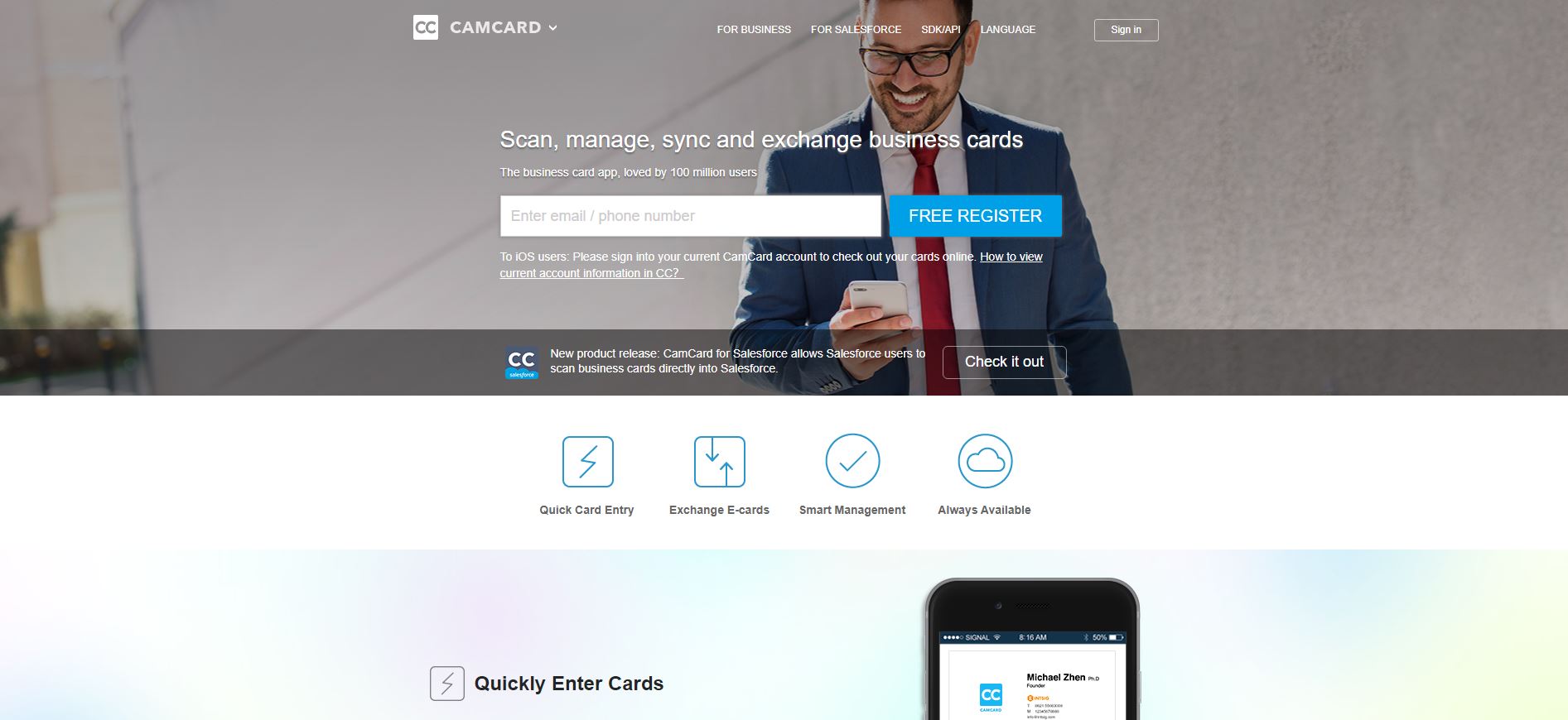 CamCard homepage