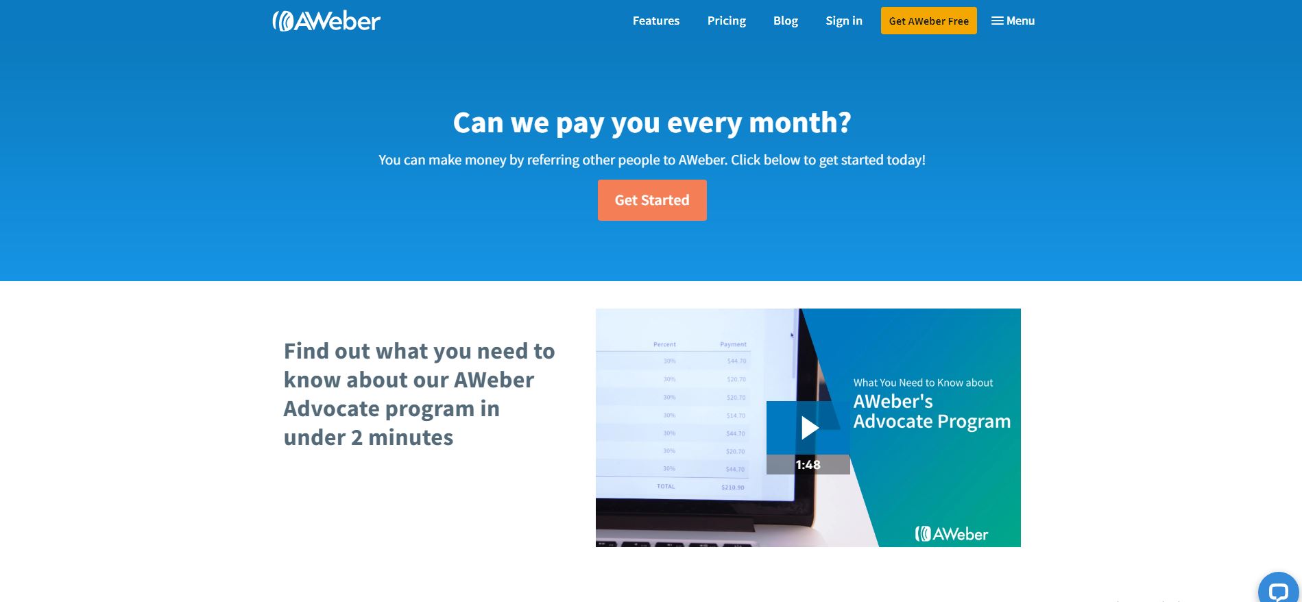 AWeber affiliate page