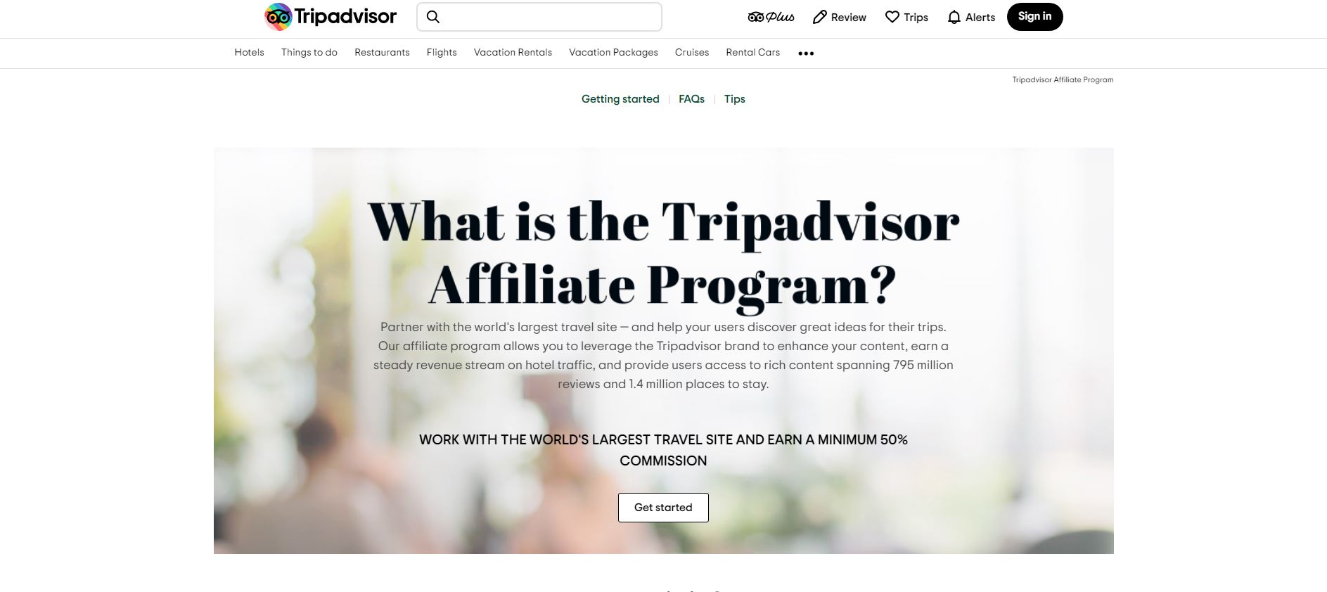 Tripadvisor affiliate page