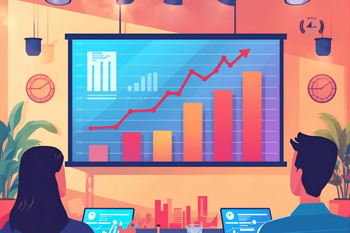 Business team analyzing data on digital dashboard