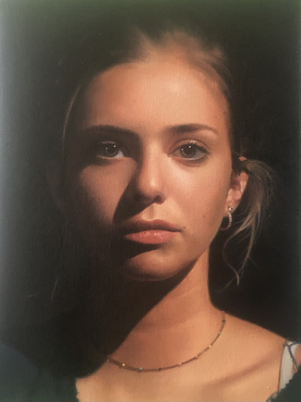 This beautiful portrait is an excellent example of how Evolve students like Caitlin H could get professional art skills fast. This was painted over a single month.  