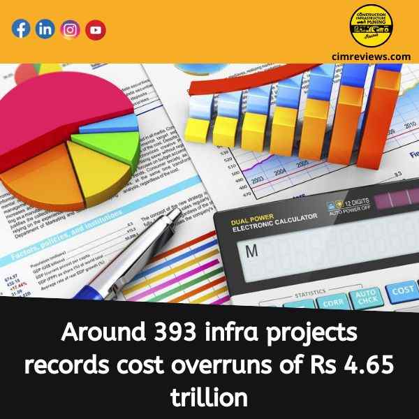 Around 393 infra projects records cost overruns of Rs 4.65 trillion