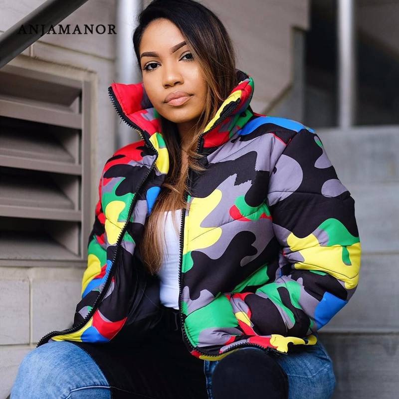 printed winter jacket womens