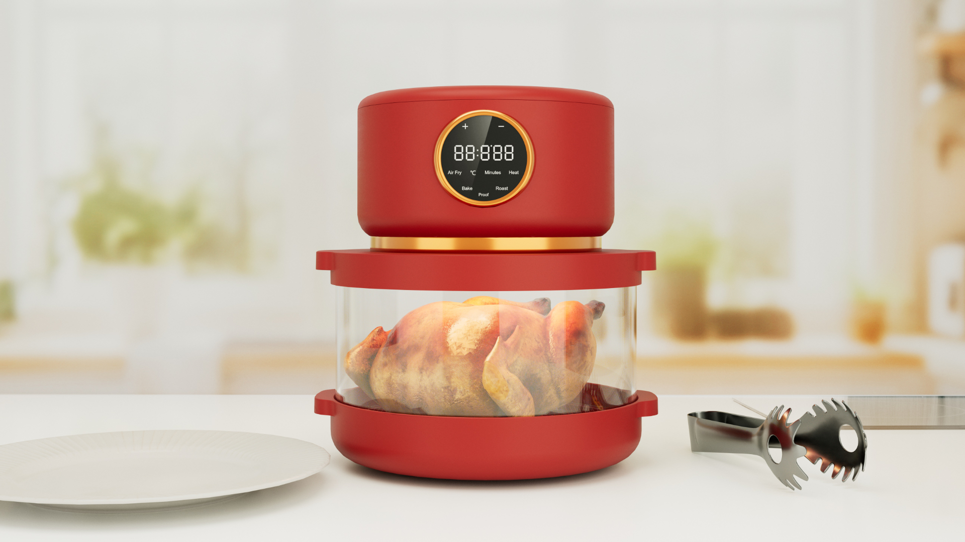 3D Product image of an air fryer