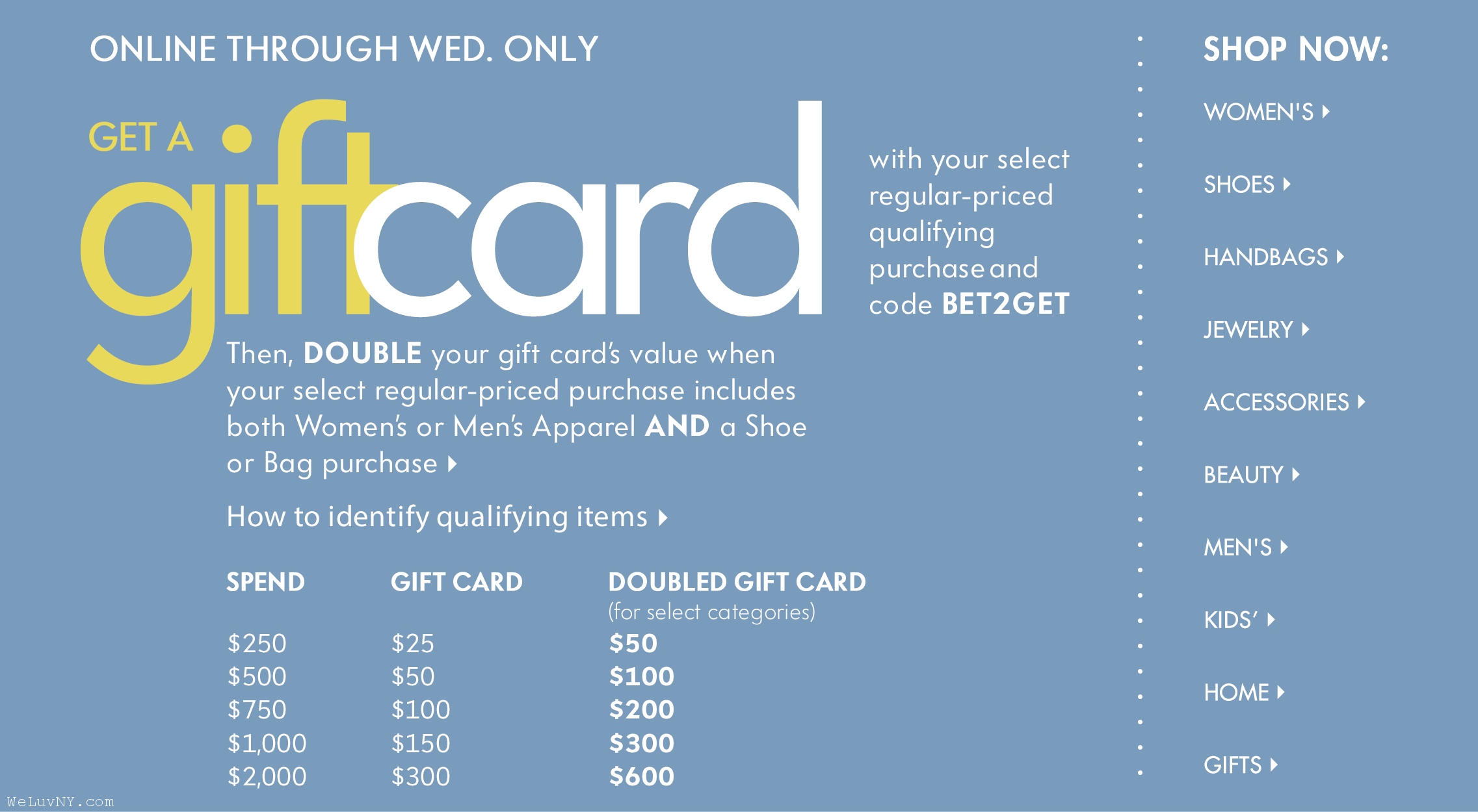 Neiman Marcus Double Gift Card Event双倍礼品卡活动