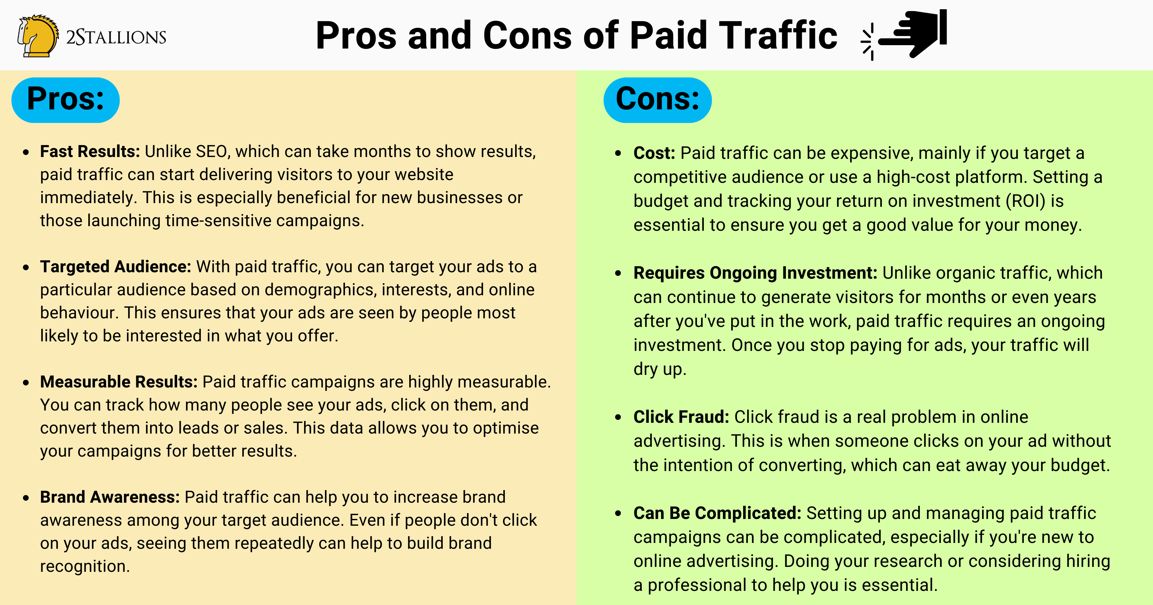 The Pros and Cons of Paid Traffic | 2Stallions
