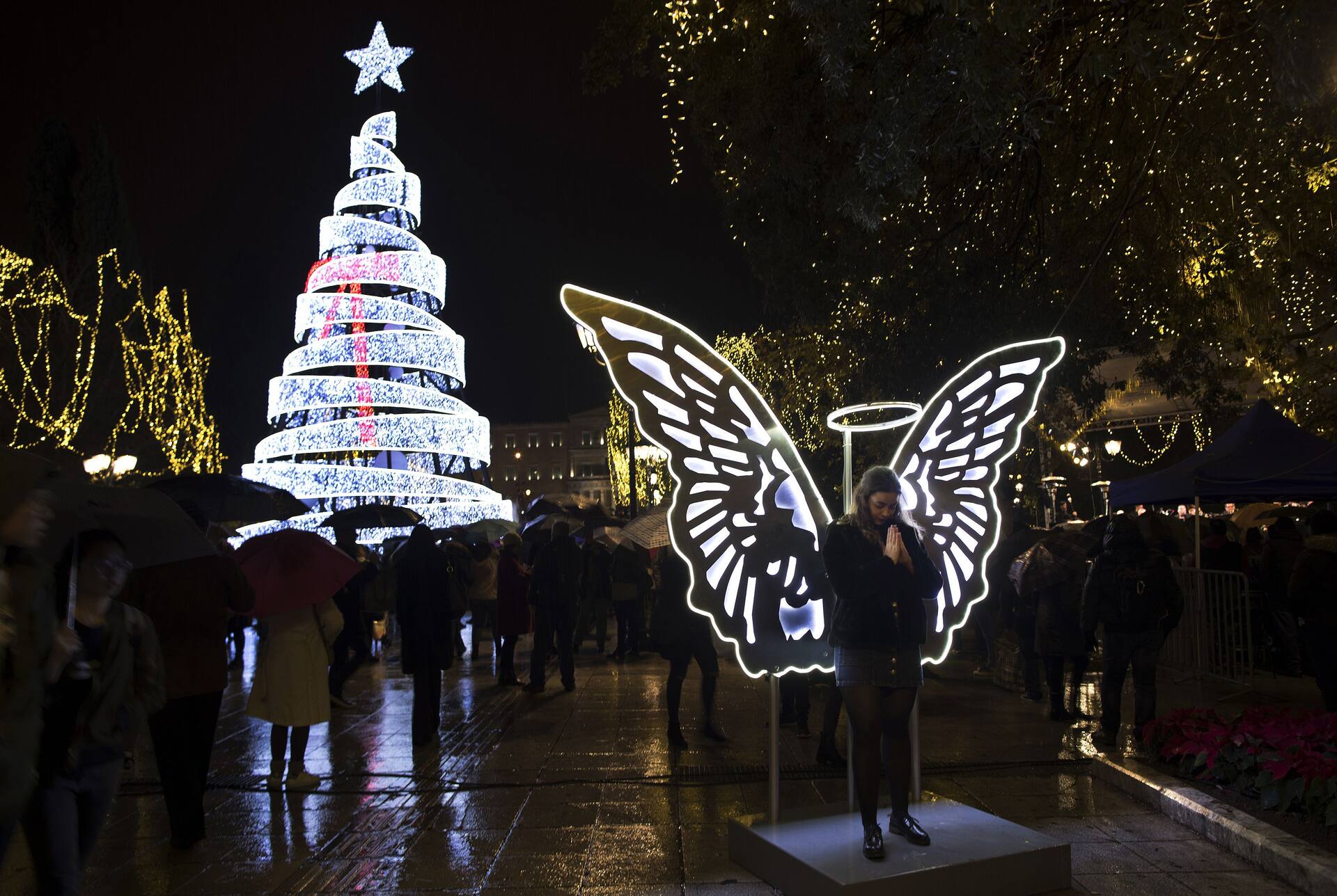 Athens Christmas tree lights up to send a message of unity and peace