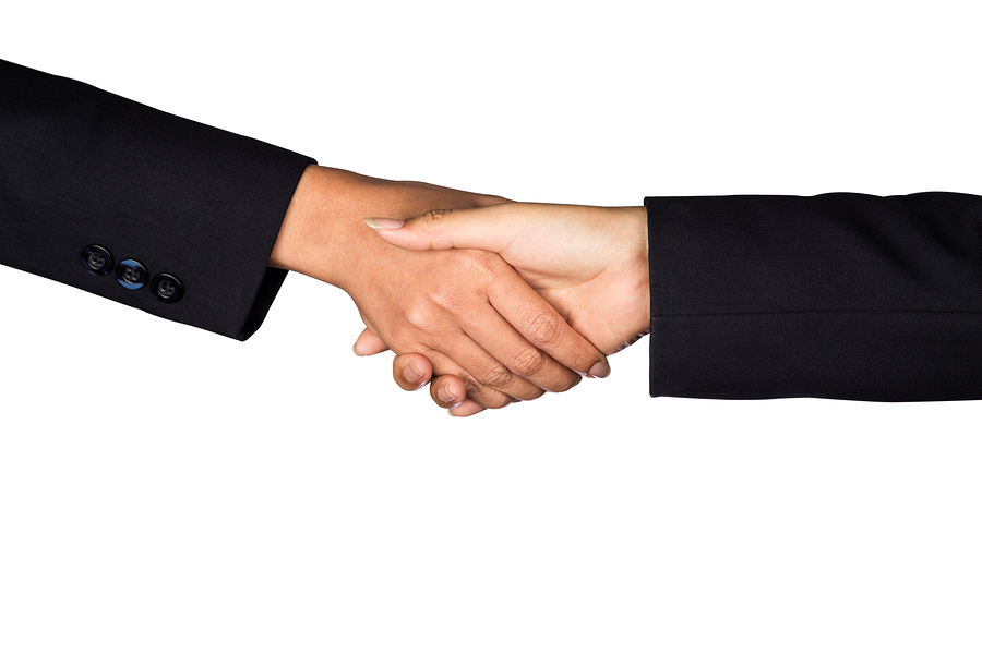 Two Businesswoman Shake Her Hand For Business Achievement, Succe
