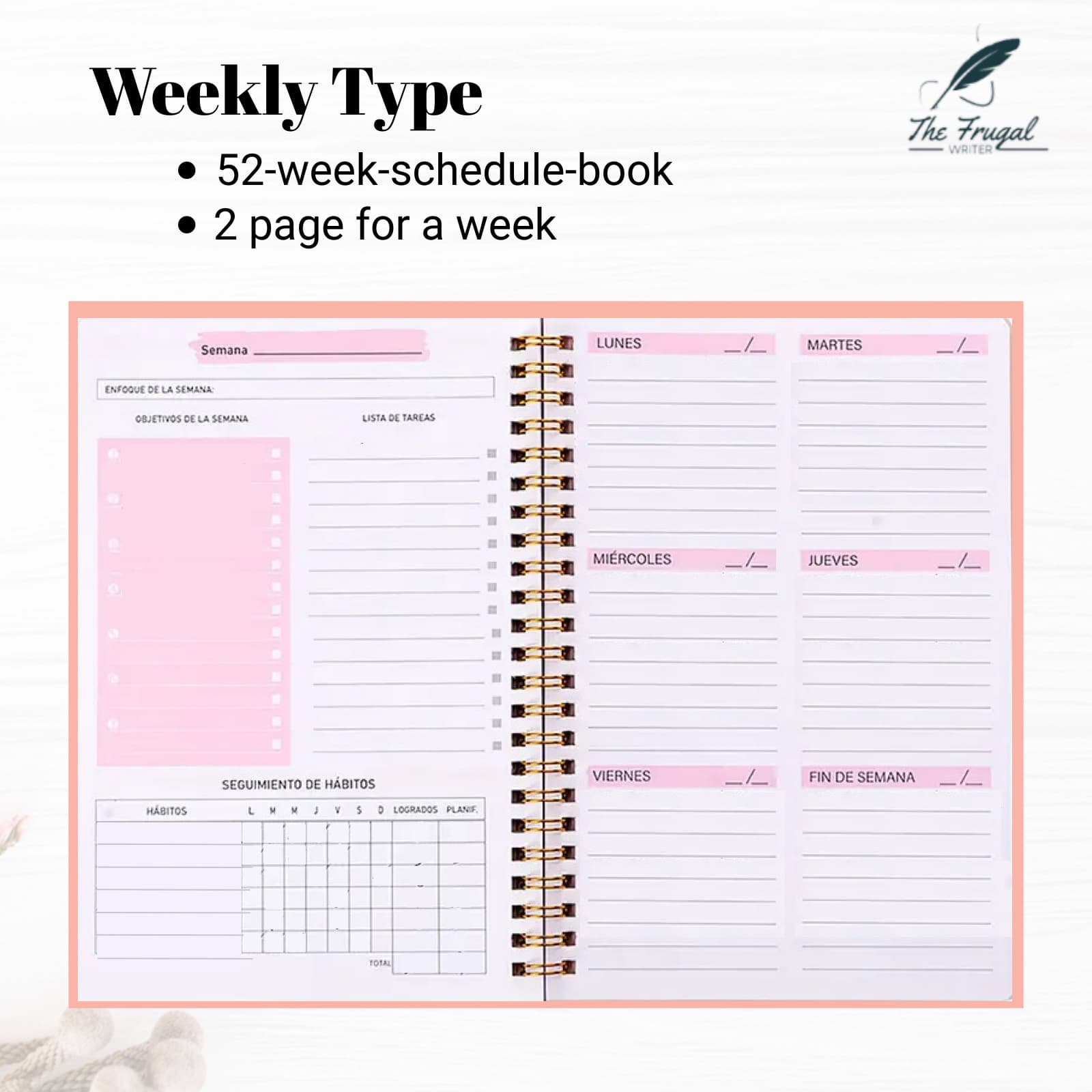 pink spiral a5 planner notebook