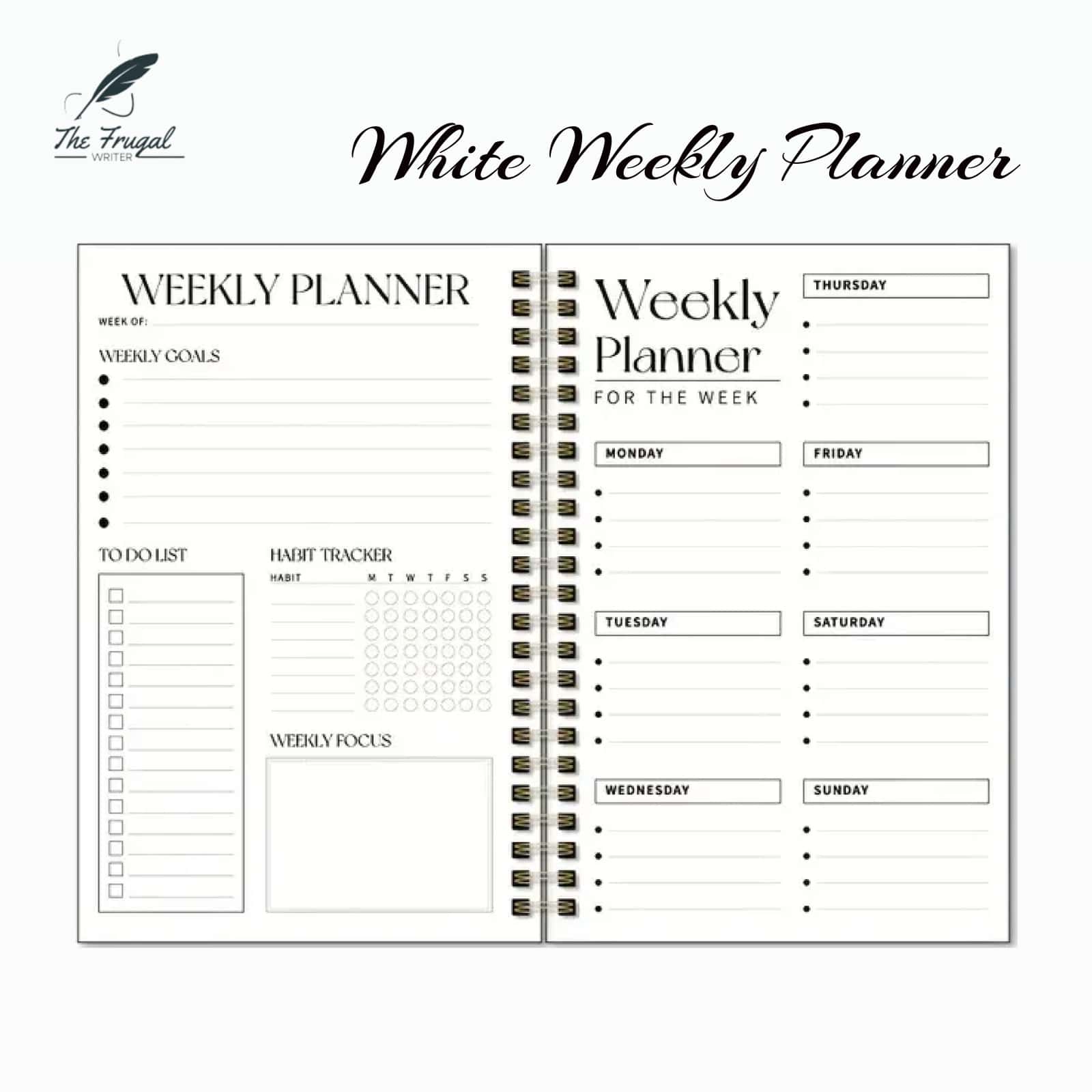 white weekly planner