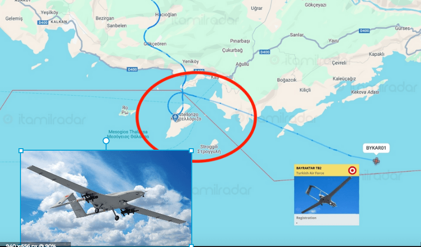 isvoli-tourkikou-UAV-sto-FIR Εισβολή Τούρκικου UAV στο FIR Αθηνών …Και πτήση πάνω από το Καστελόριζο !!