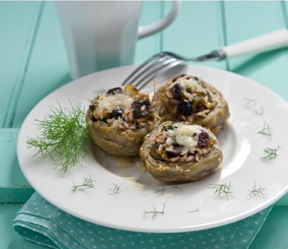 thisishellas-Artichokes stuffed with rice and herbs