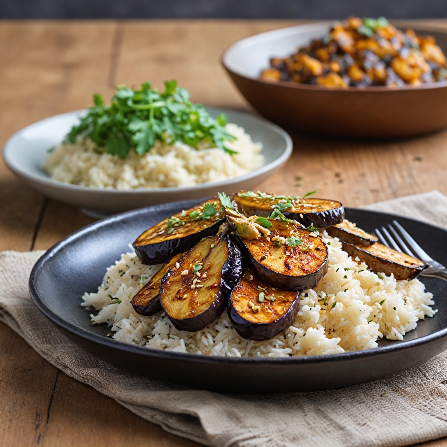 thisishellas-Pilaf with Eggplant and Crispy Halloumi