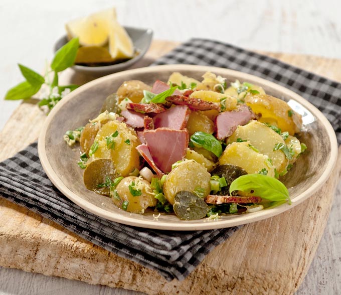thisishellas-Potato salad with apaki and caper leaves