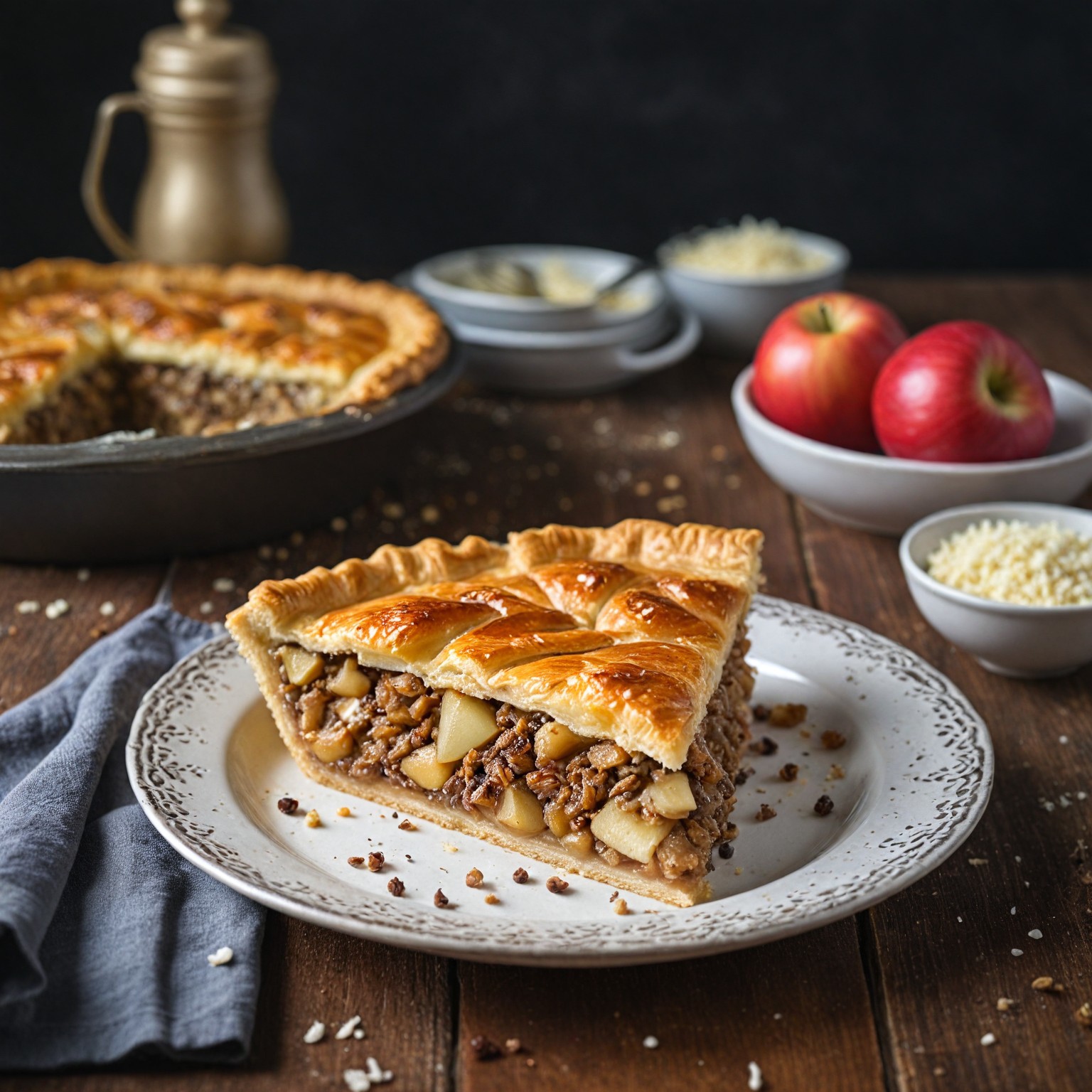 thisishellas-Savory pie with caramelized onions, apples and manouri
