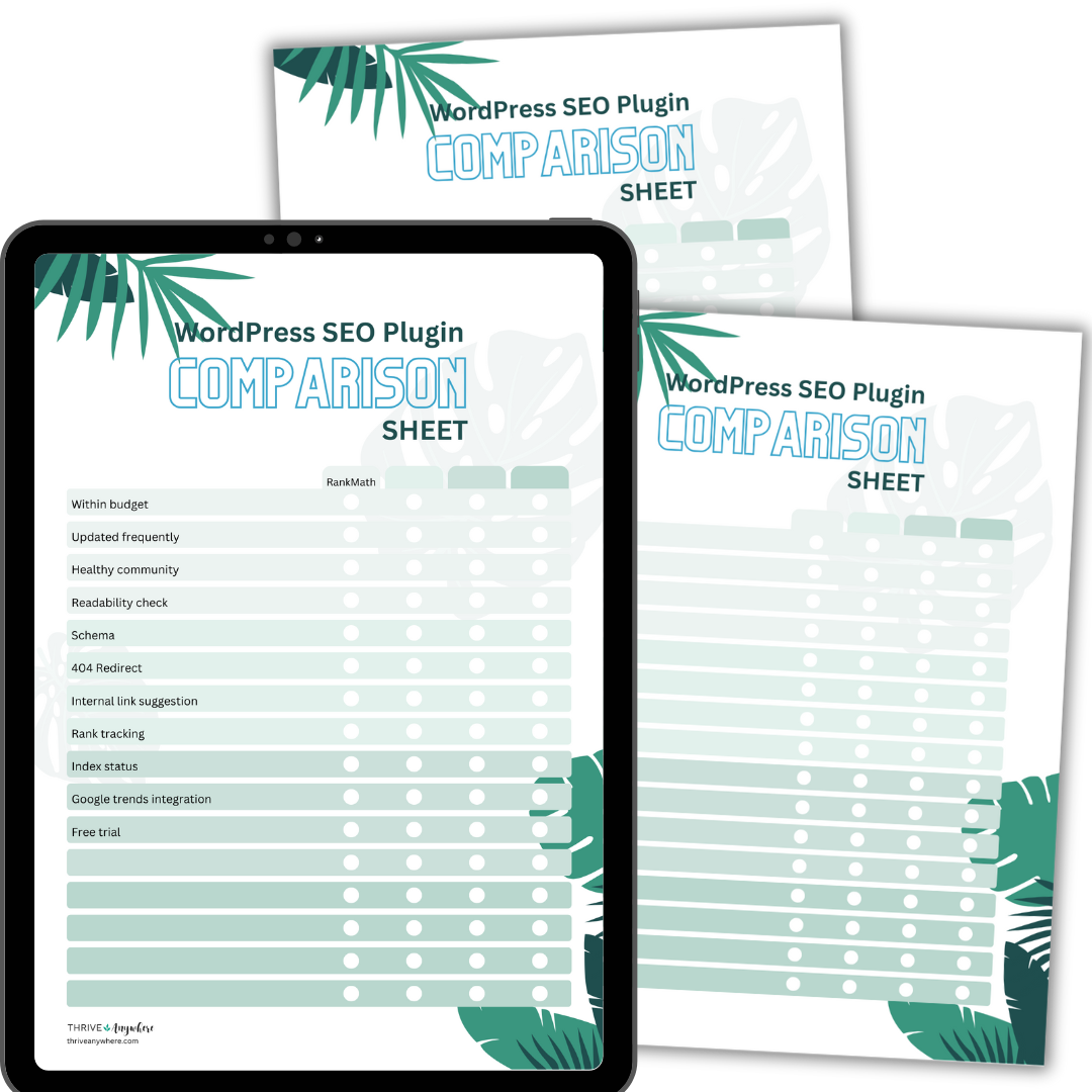WordPress SEO Plugin comparison charge template seo plugin comparison mockup