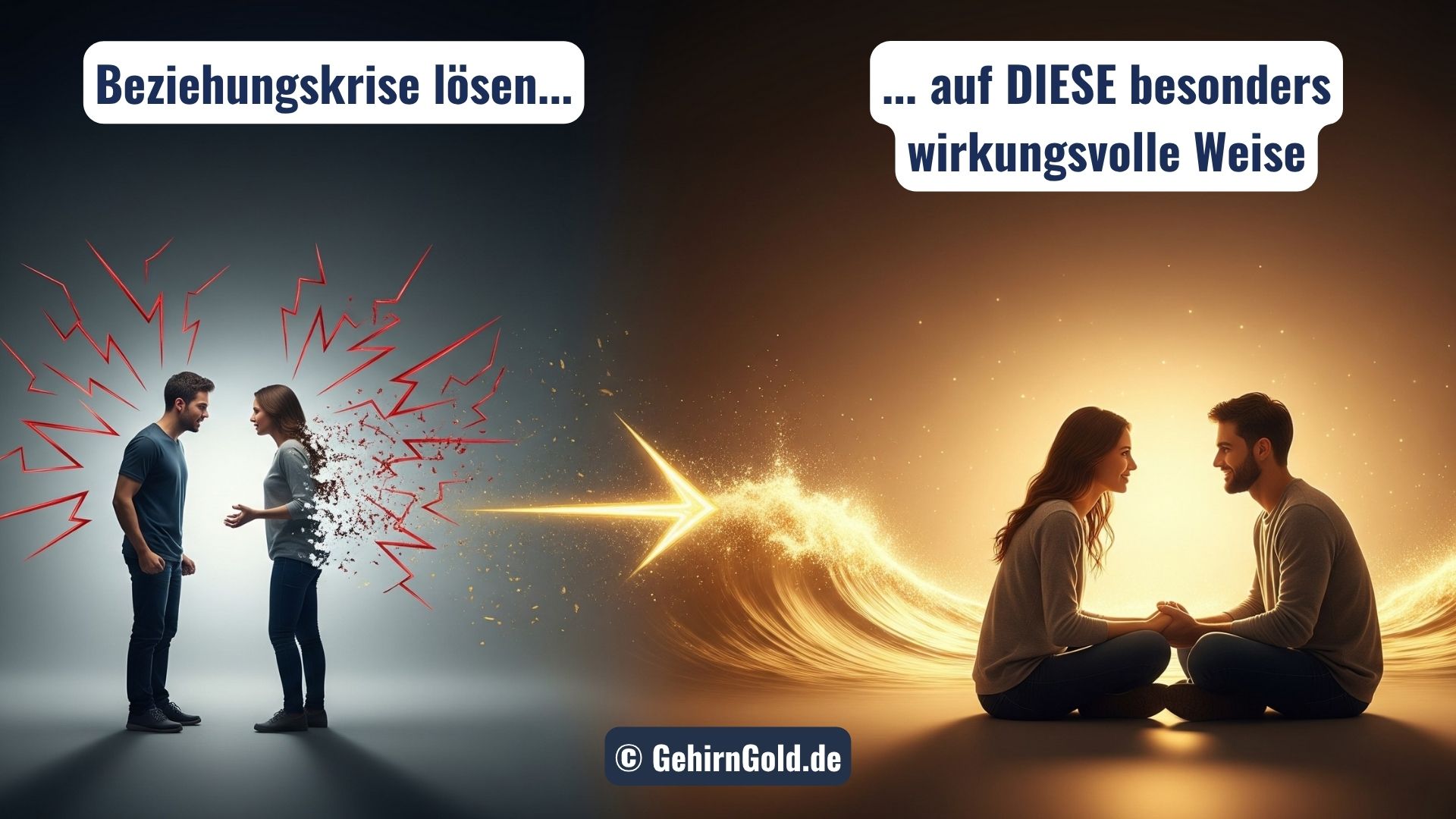 Ein Paar verwandelt einen Zustand von Konflikt und Distanz in einen Moment von liebevoller Verbindung und Verständnis.